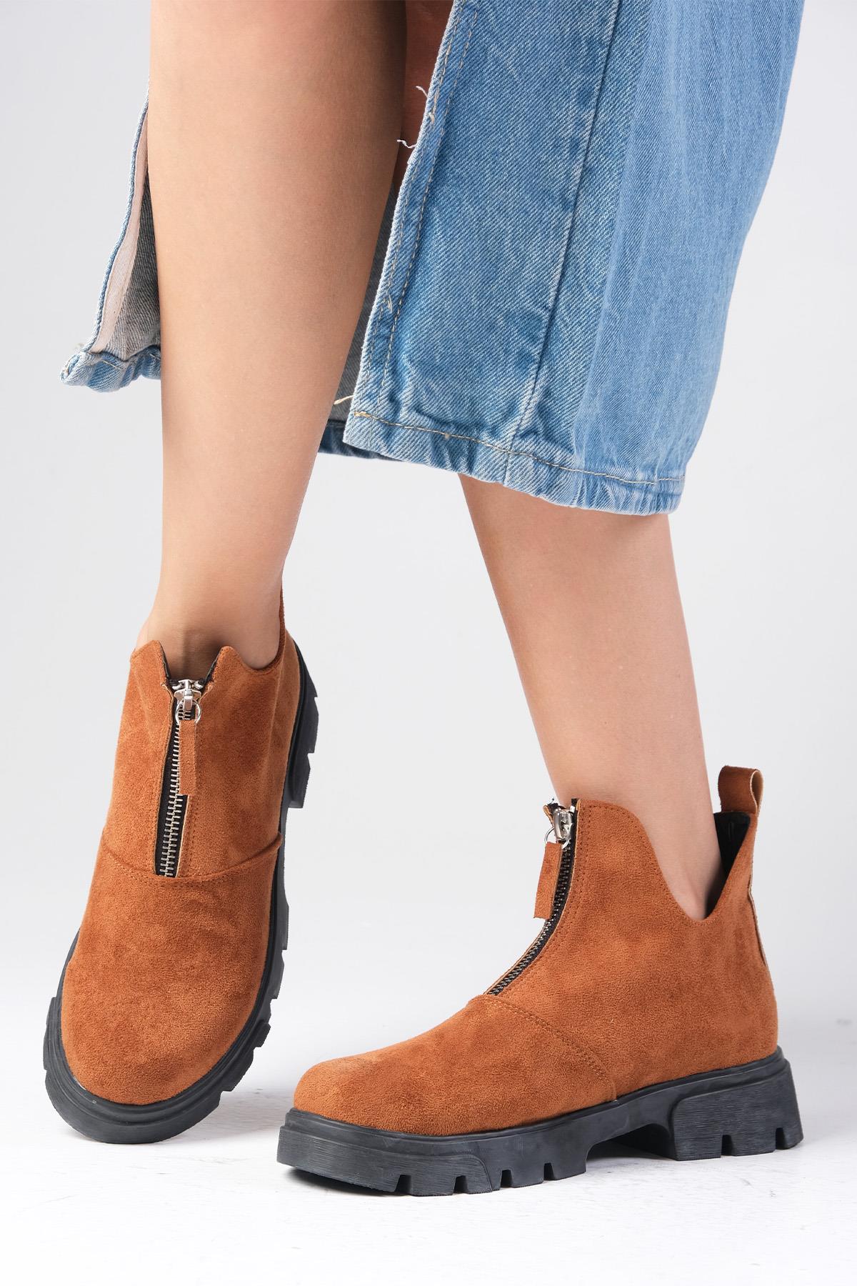 Jill Taba Renk Süet Kalın Tabanlı Bot