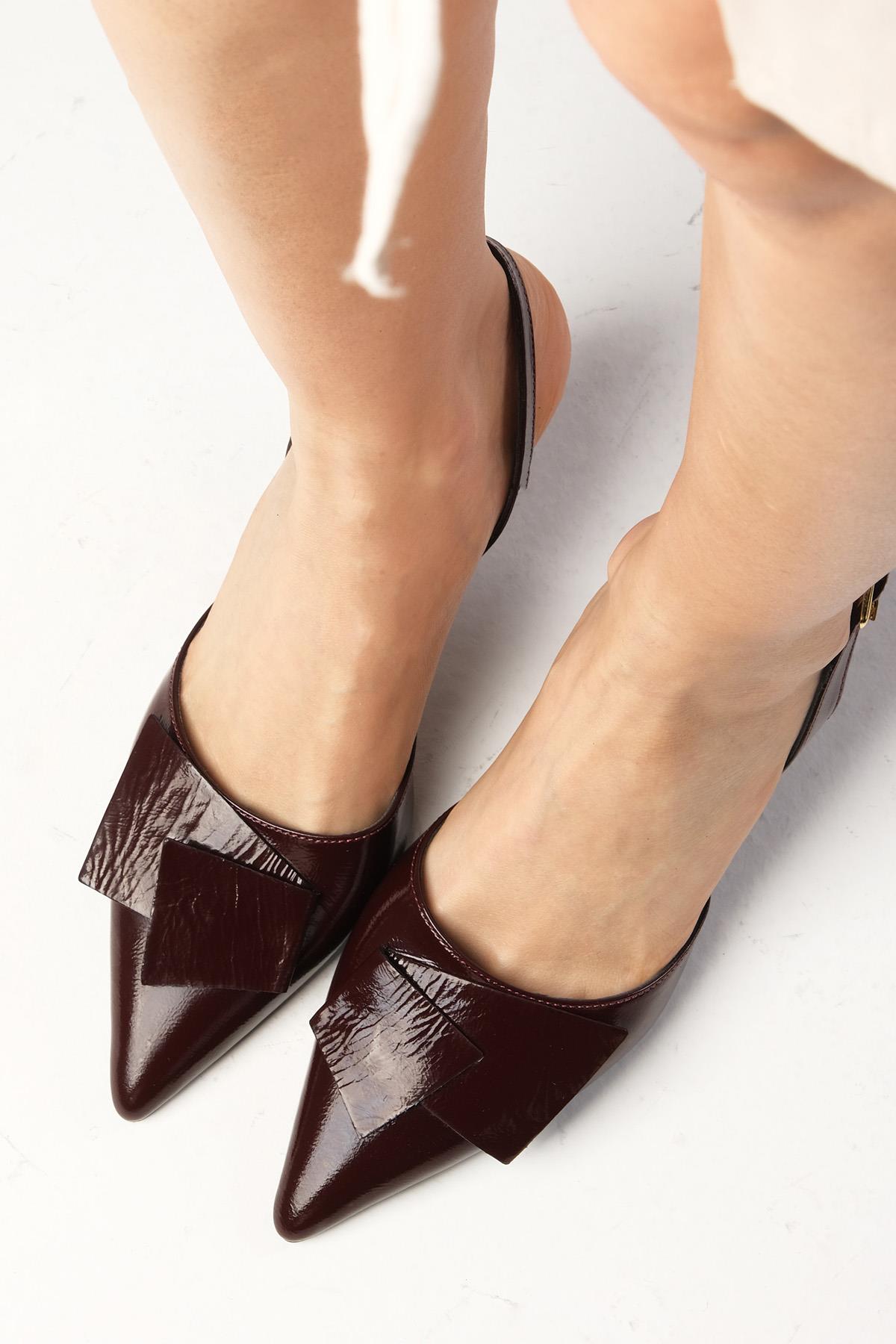 Josephine Genuine Patent Leather Burgundy Heels