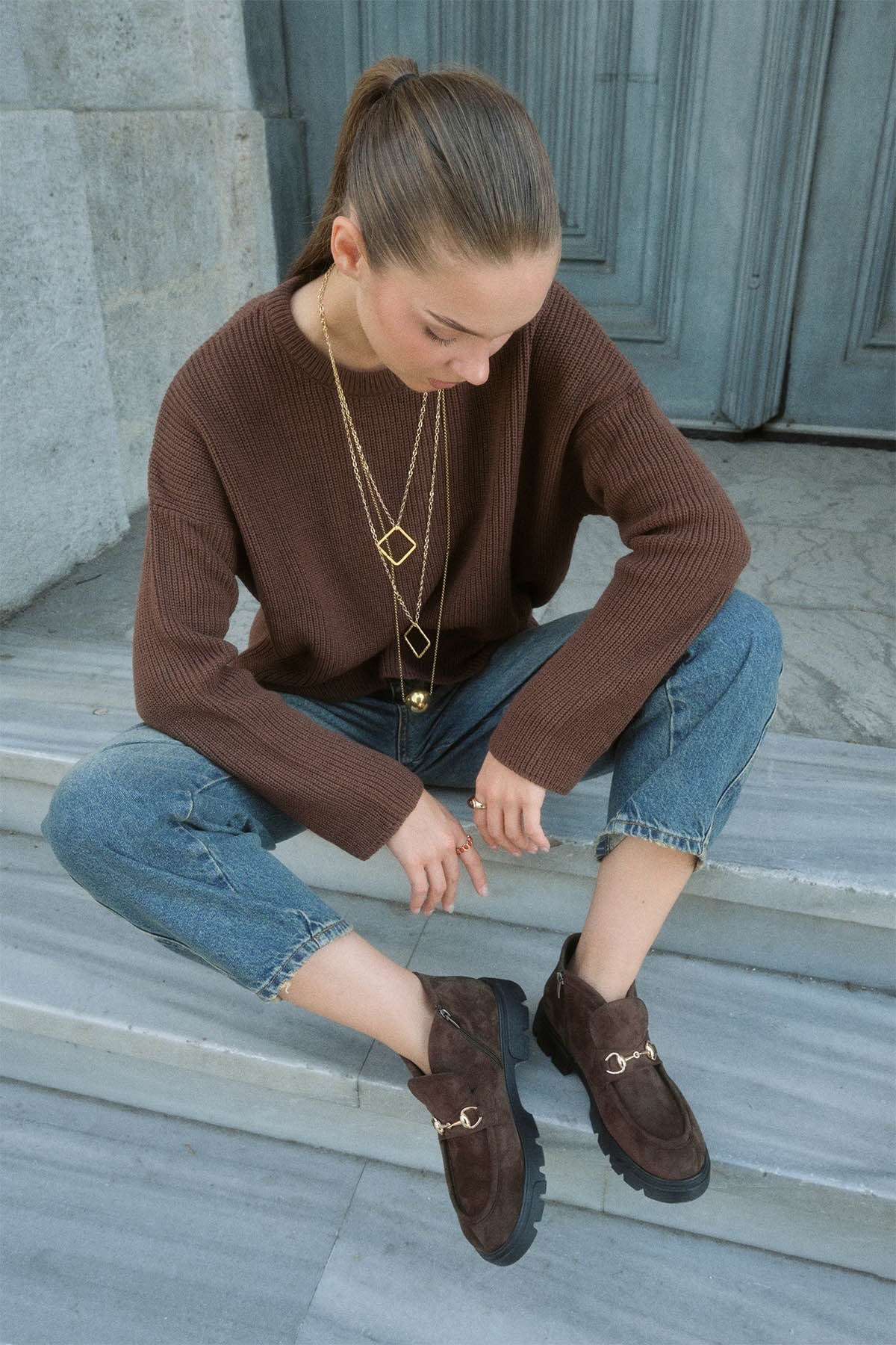Marsha Kahverengi Toka Detaylı Loafer Bot