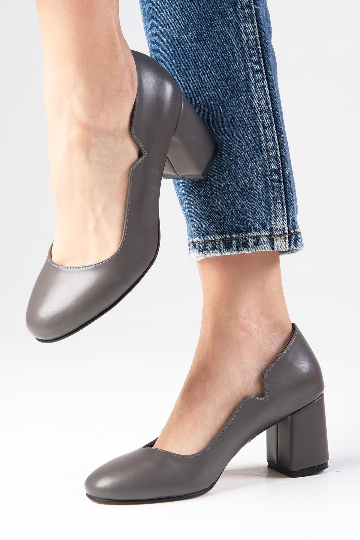Keira Gri Renk Topuklu Ayakkabı