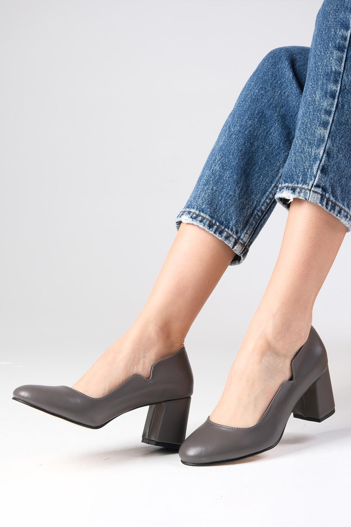 Keira Gri Renk Topuklu Ayakkabı