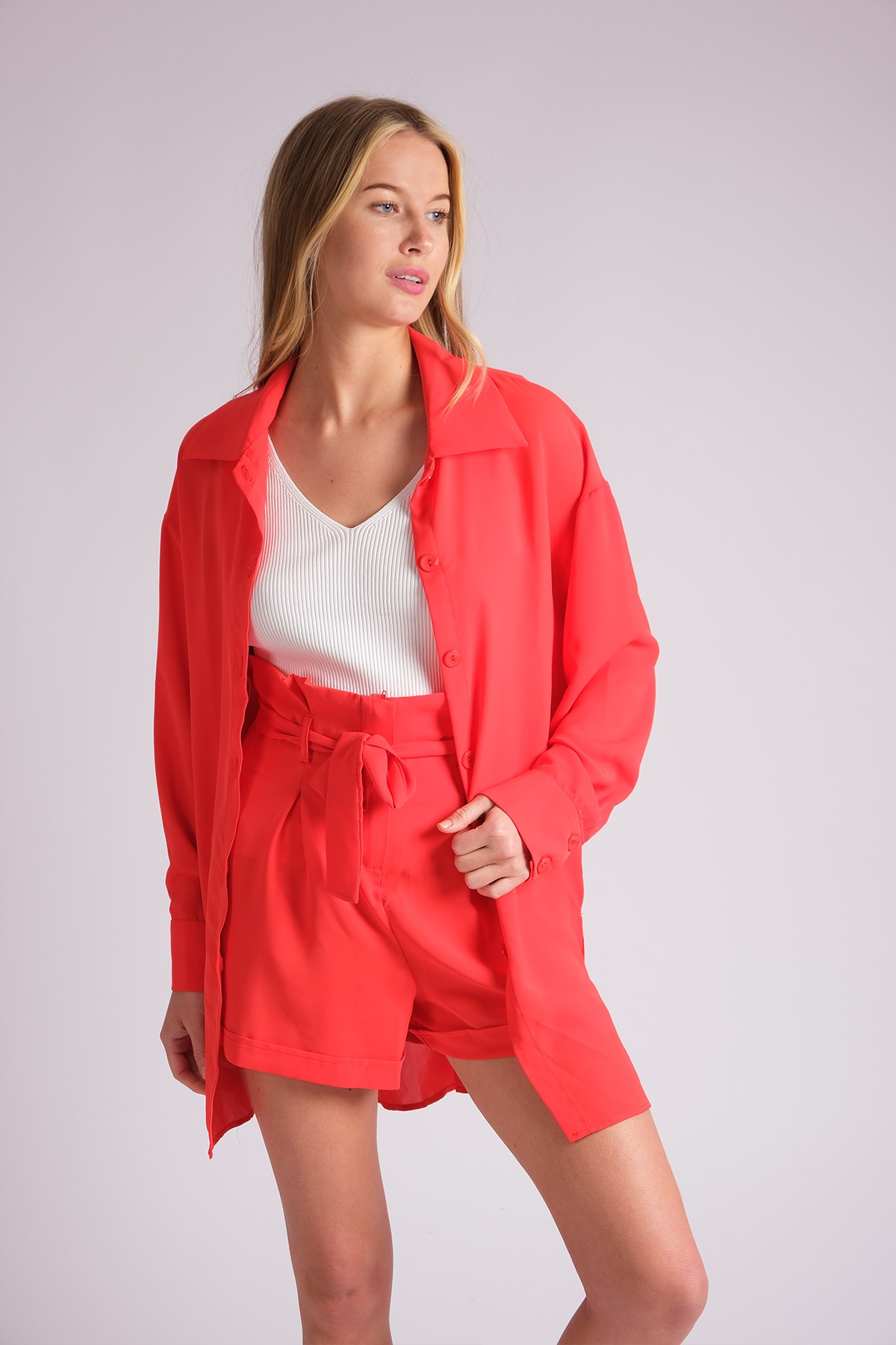 MIOROPA Kırmızı Renk Kadın Tunik Gömlek