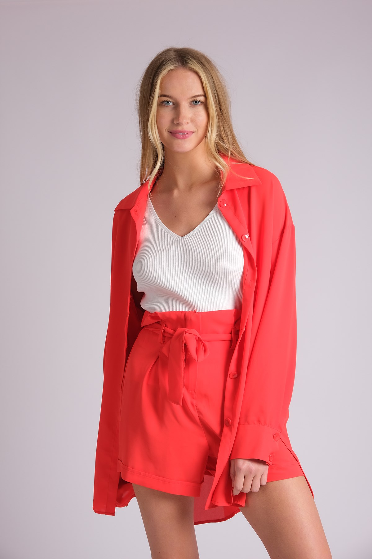 MIOROPA Kırmızı Renk Kadın Tunik Gömlek