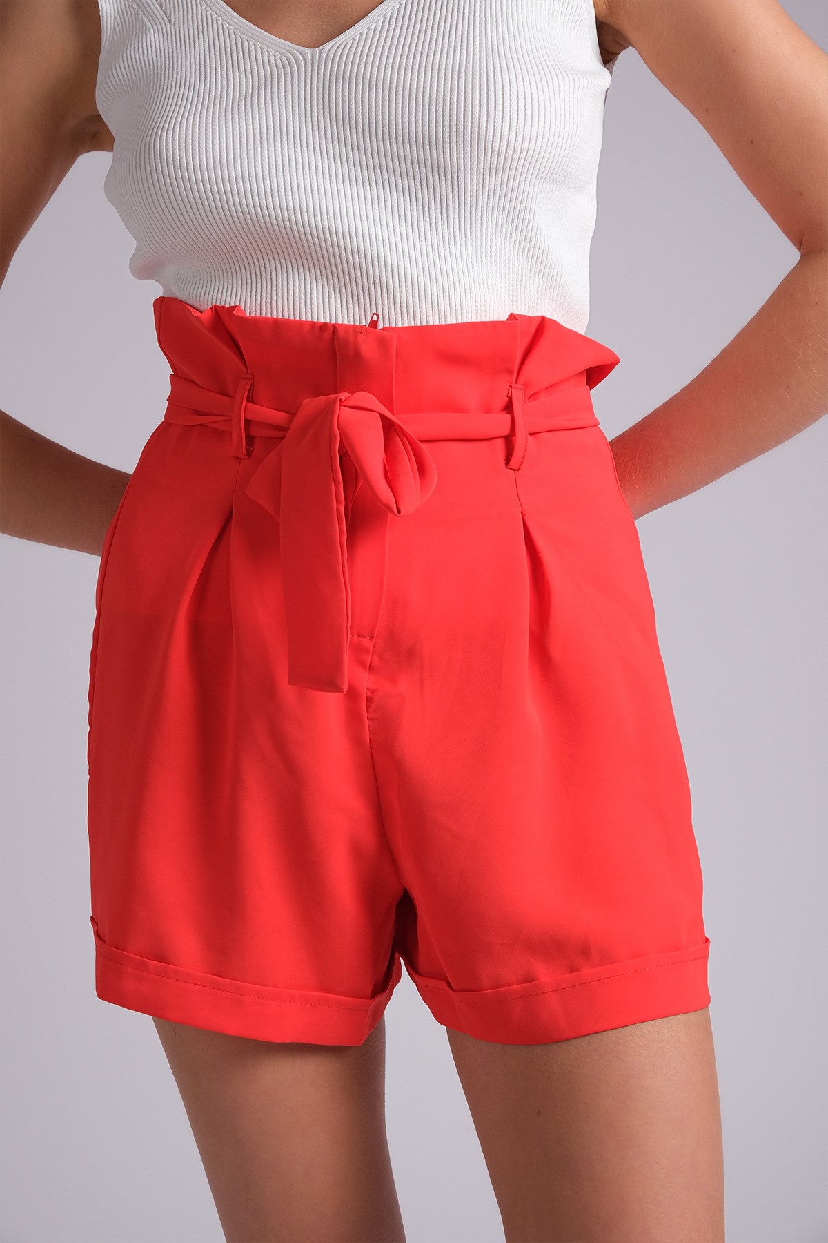 MIOROPA Kırmızı Renk Kadın Kumaş Şort