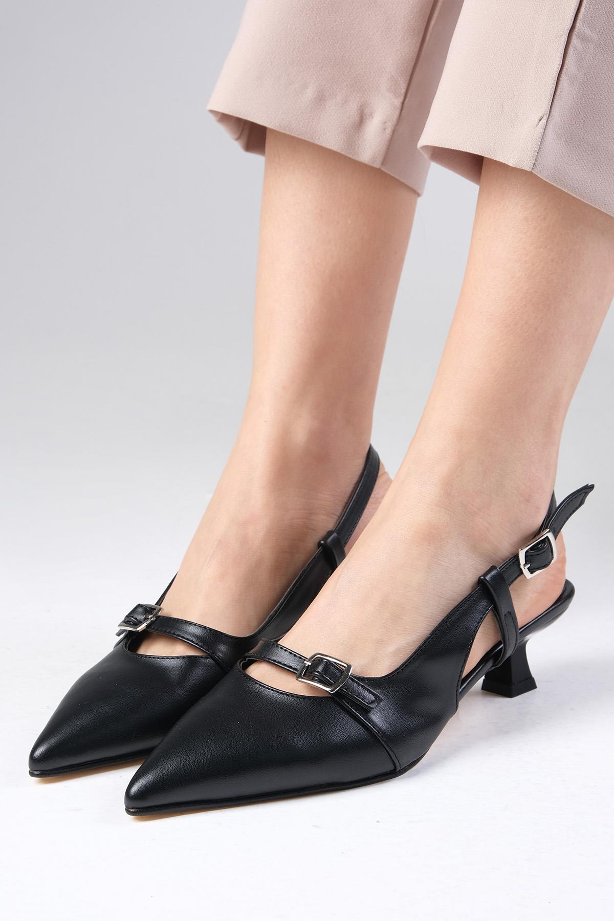 Kristin Siyah Renk Mini Topuklu Ayakkabı