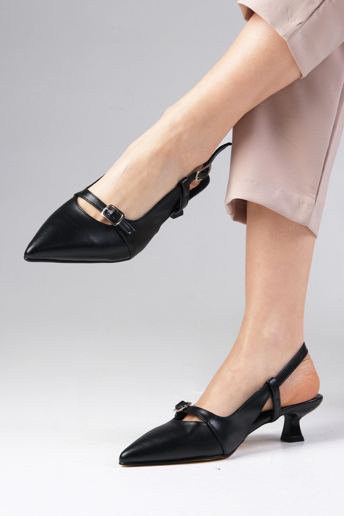 Kristin Siyah Renk Mini Topuklu Ayakkabı
