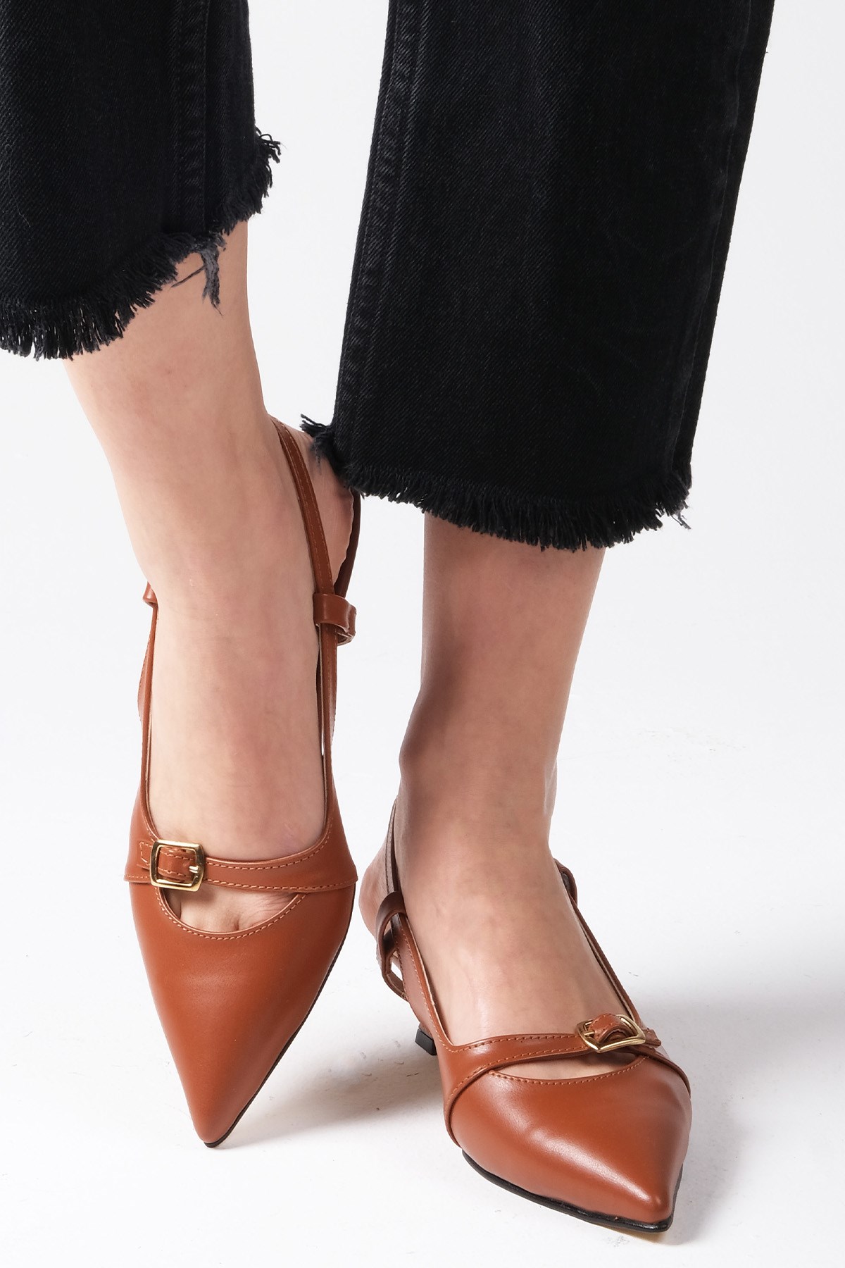 Kristin Taba Renk Mini Topuklu Ayakkabı