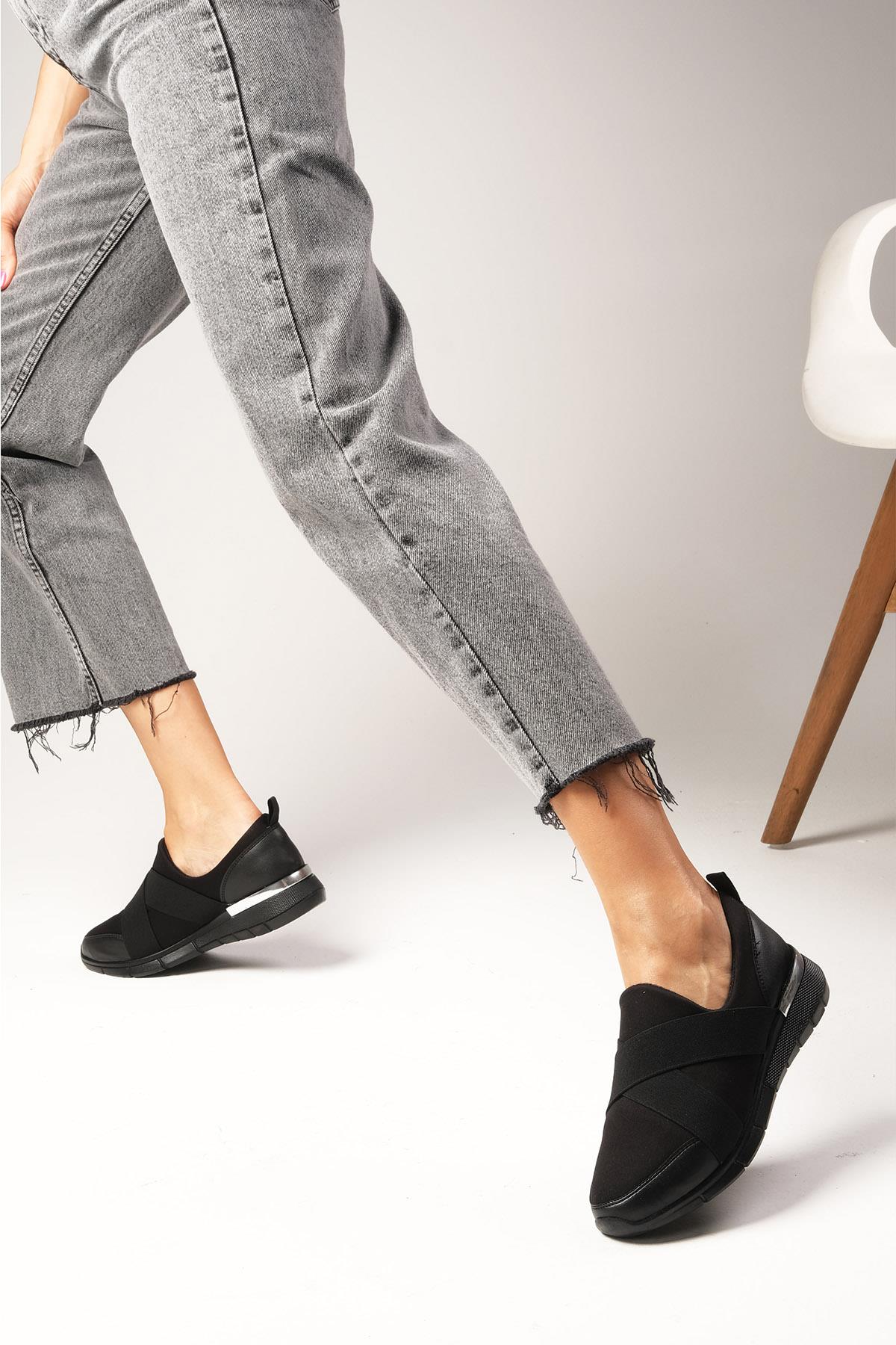 Leni Siyah Renk Likra Sneaker