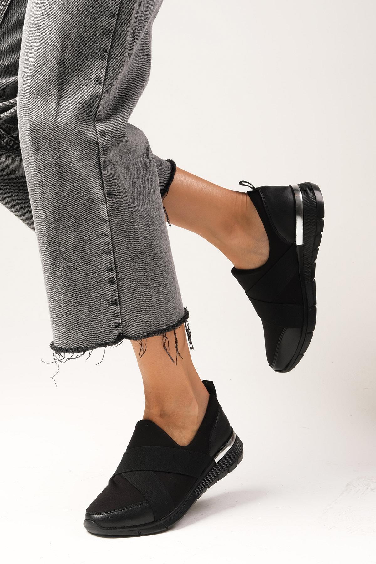 Leni Siyah Renk Likra Sneaker