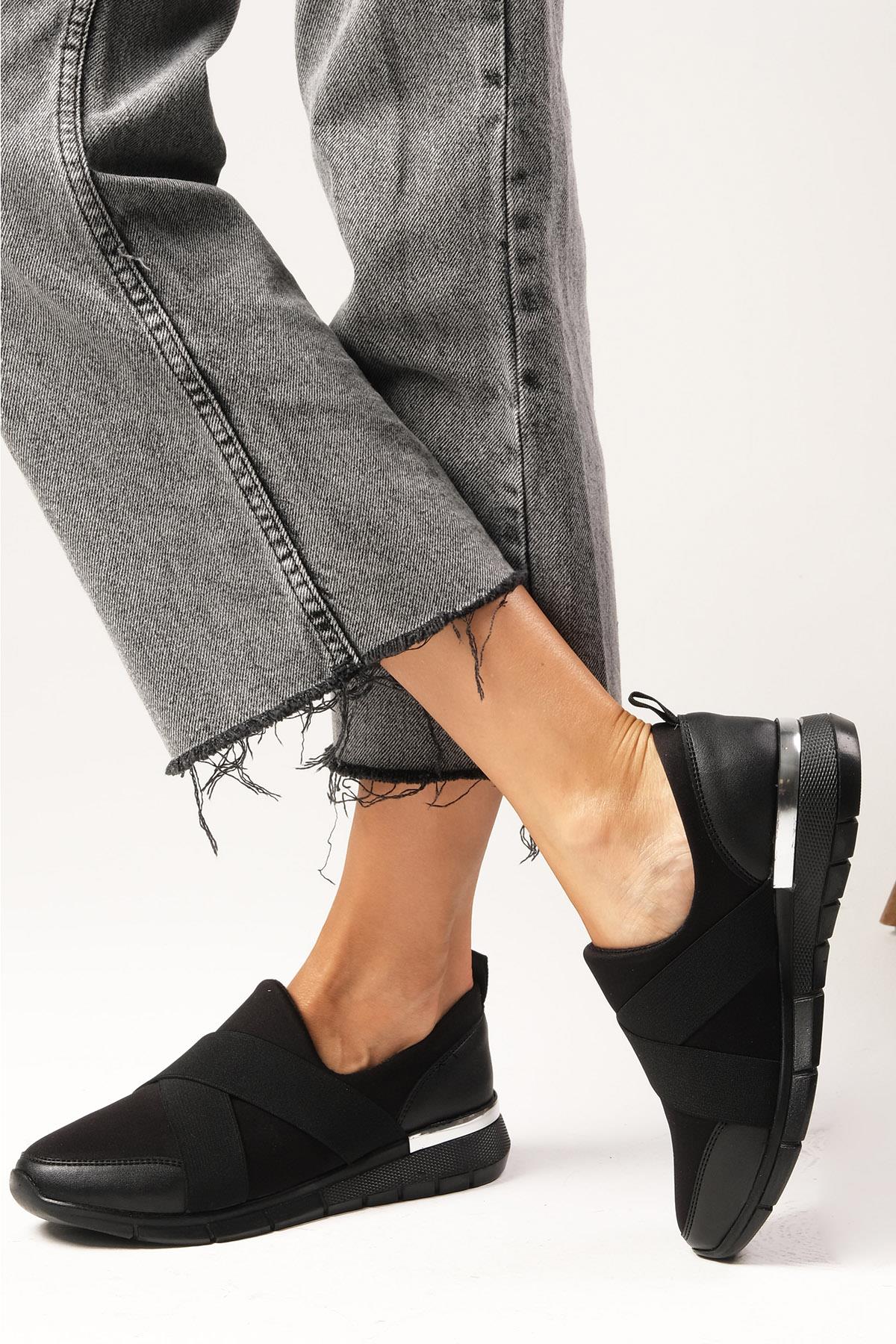 Leni Siyah Renk Likra Sneaker