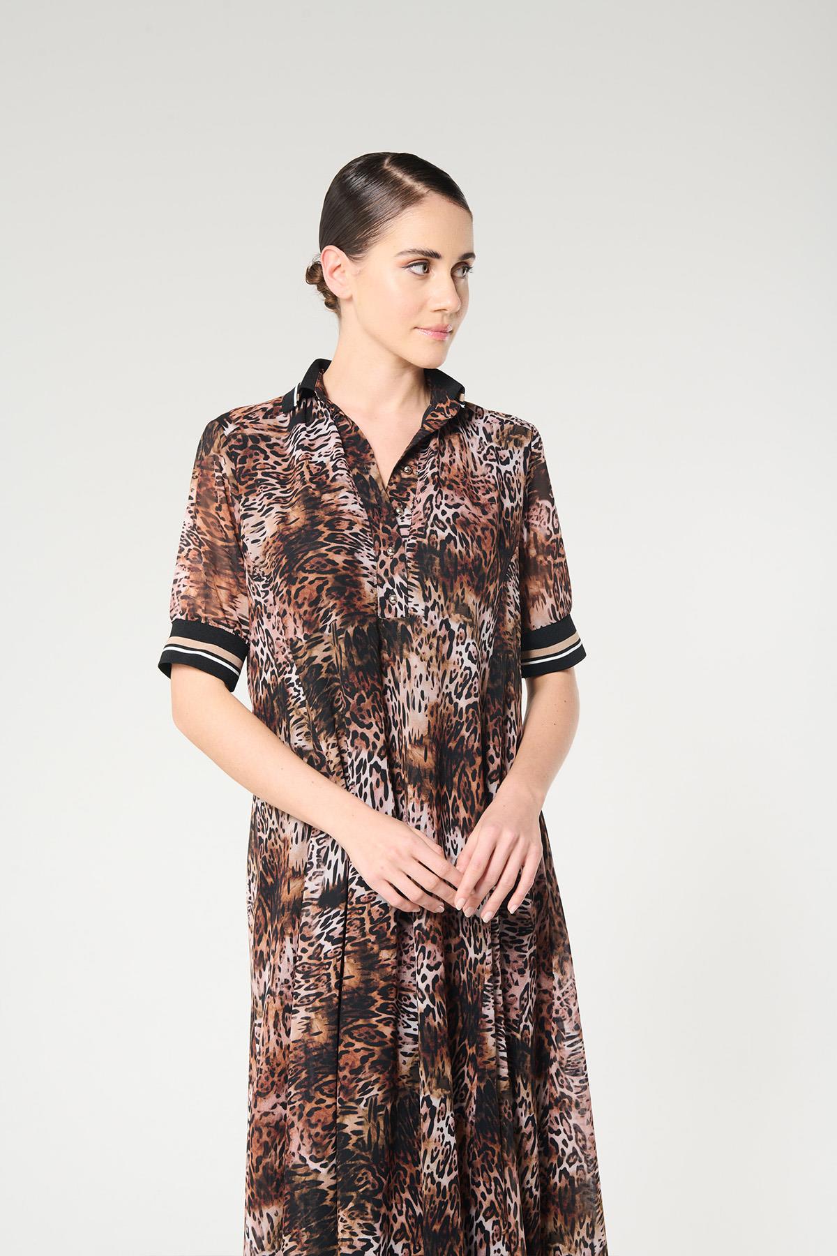 Leopar Desenli Elbise