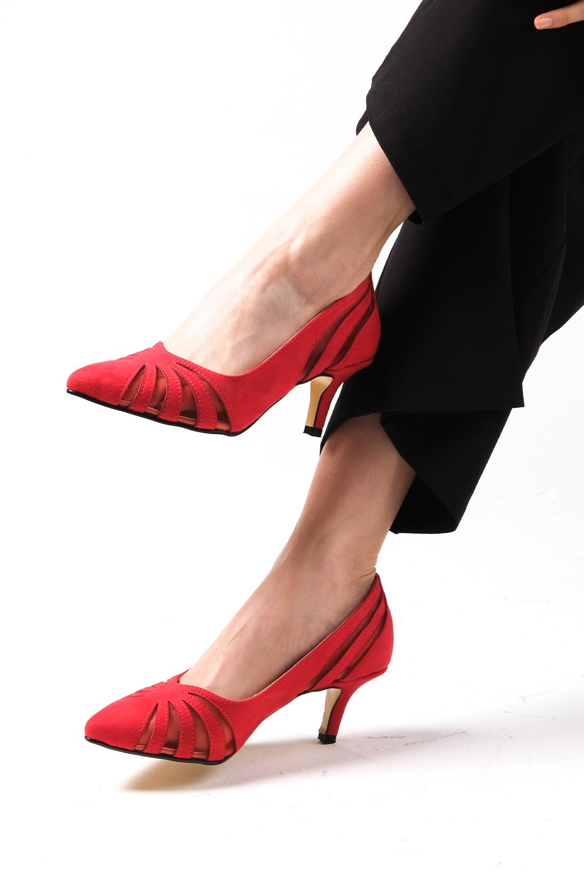 Liana Kırmızı Renk Kısa Topuklu Ayakkabı