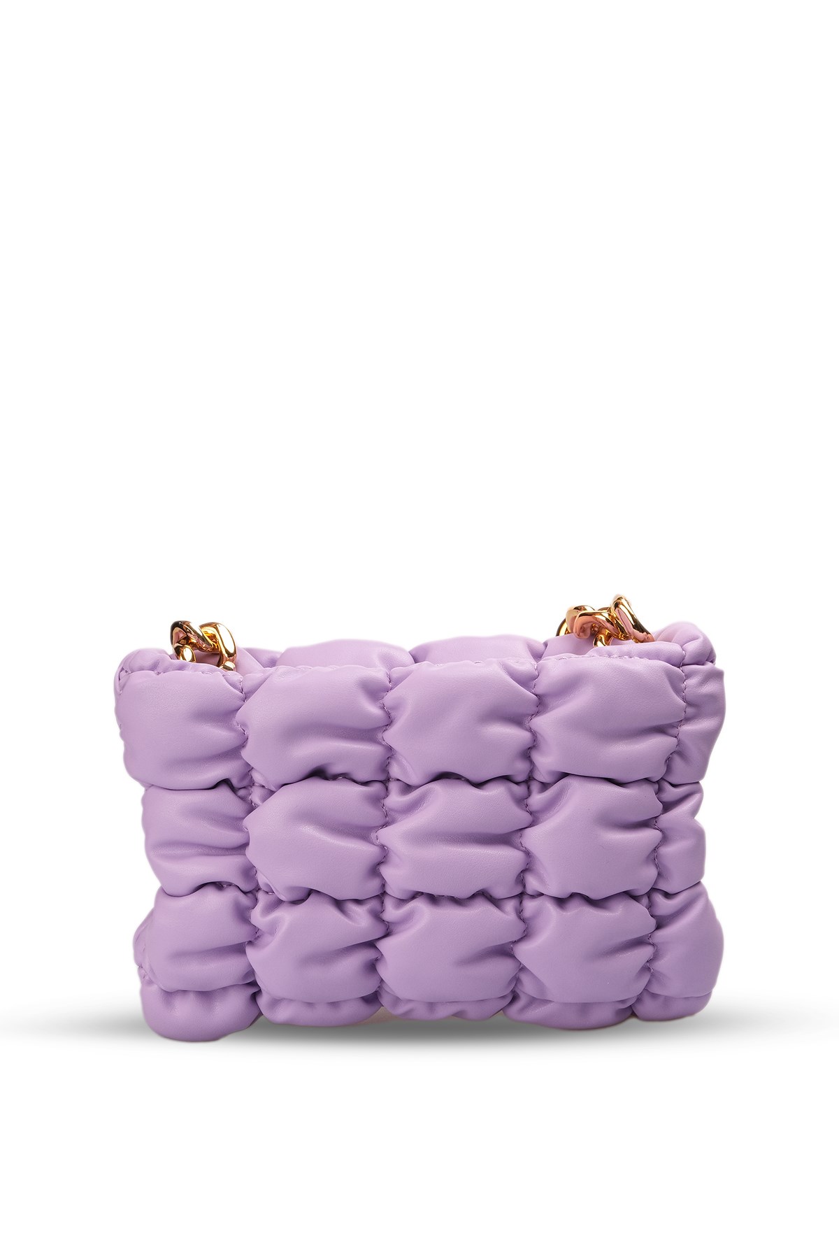 Lila Renk Kalın Zincir Detaylı El Omuz Kadın Çanta