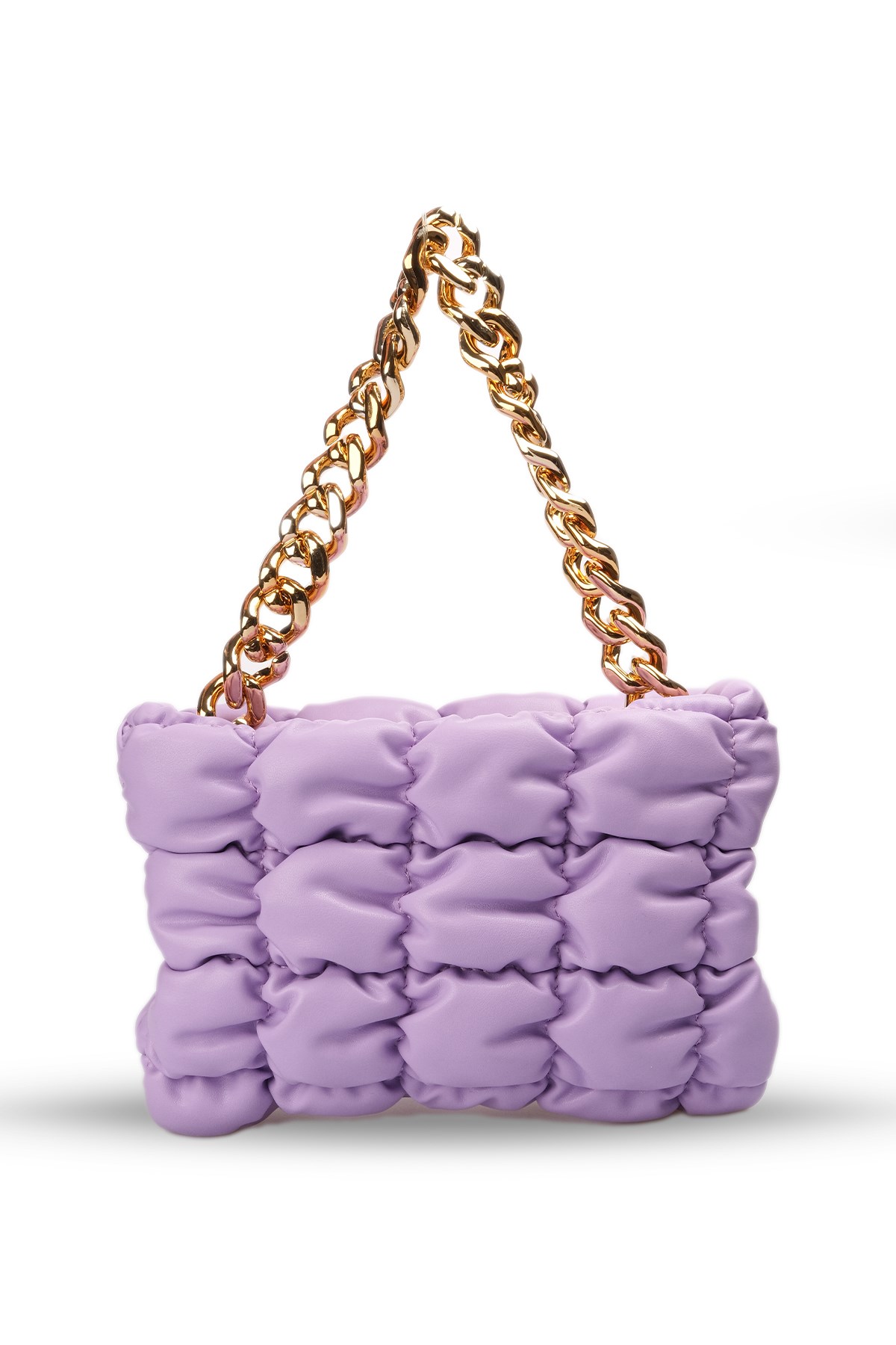 Lila Renk Kalın Zincir Detaylı El Omuz Kadın Çanta