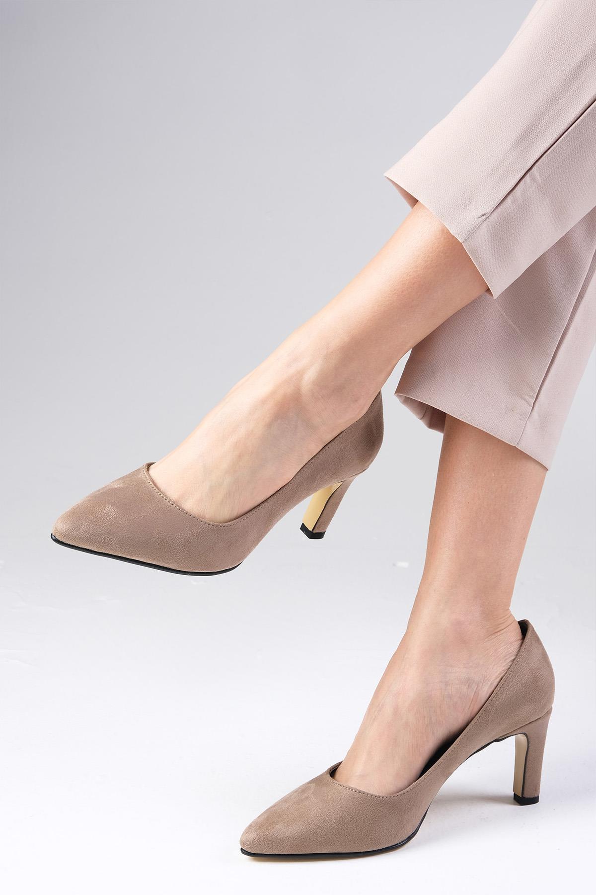 Lita Vizon Renk Süet Topuklu Ayakkabı