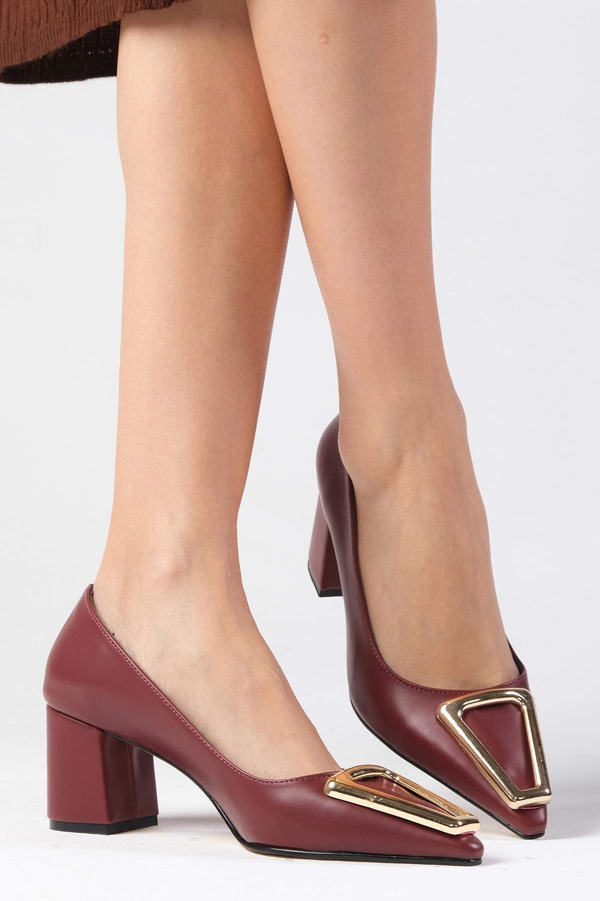 Lucinda Bordo Renk Topuklu Ayakkabı