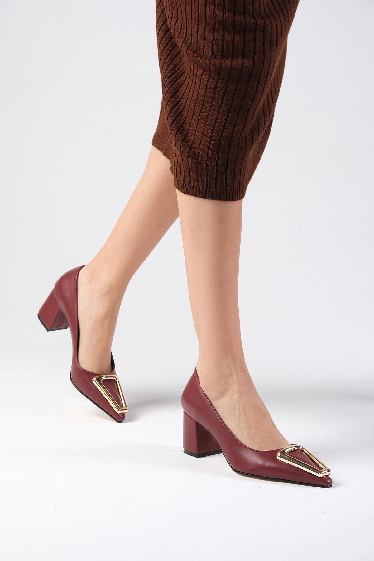 Lucinda Bordo Renk Topuklu Ayakkabı