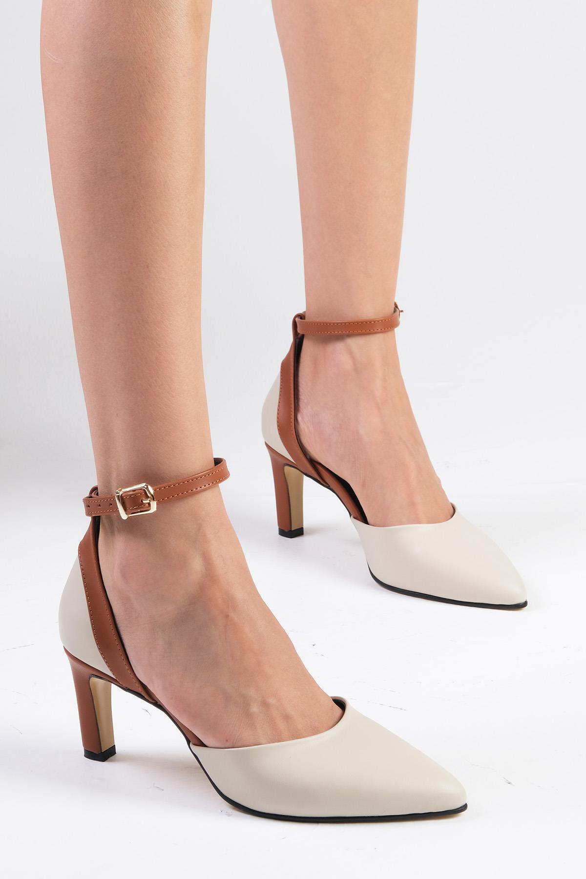 Luna Bej Renk Topuklu Ayakkabı