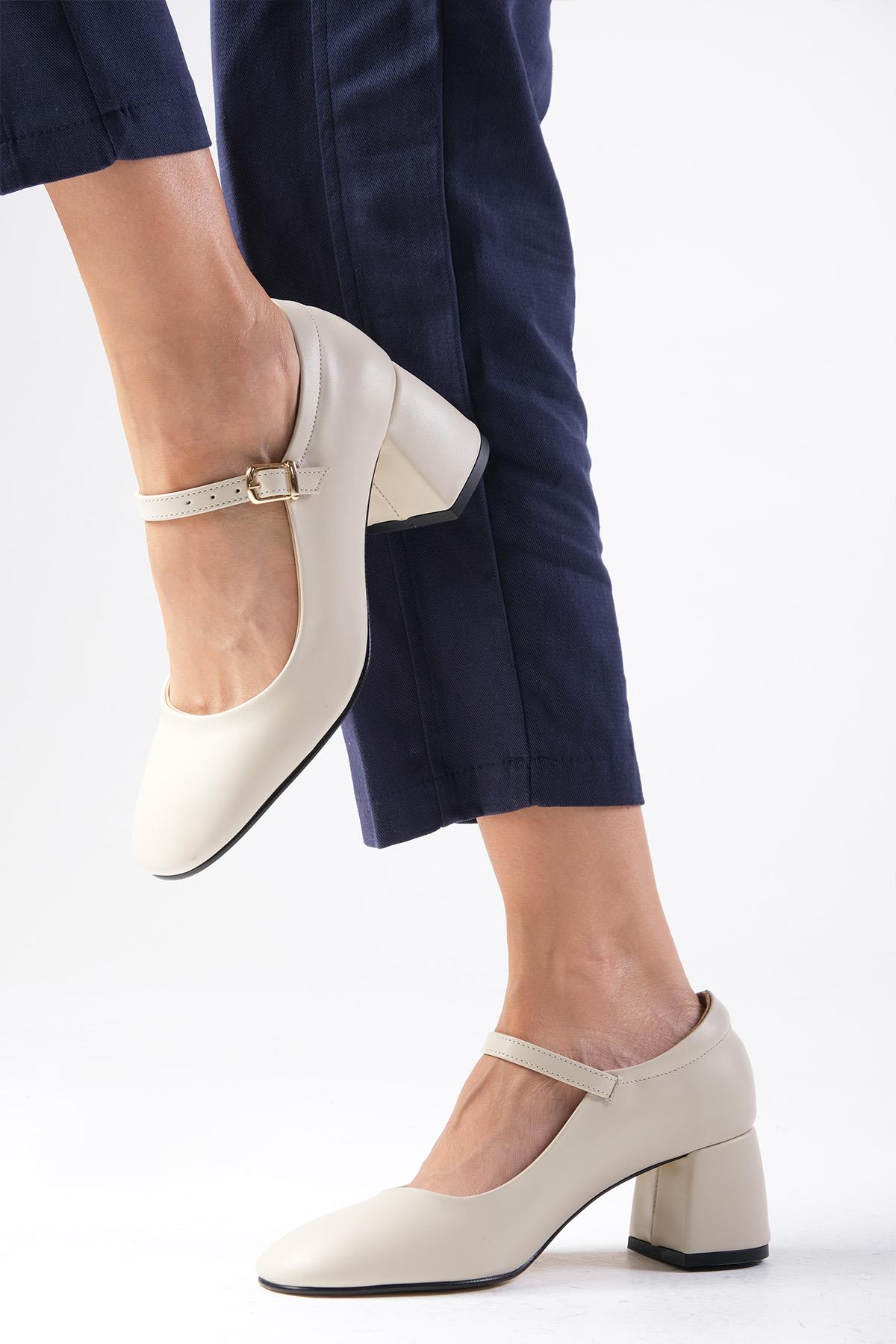 Mallory Ten Rengi Yuvarlak Burunlu Topuklu Ayakkabı