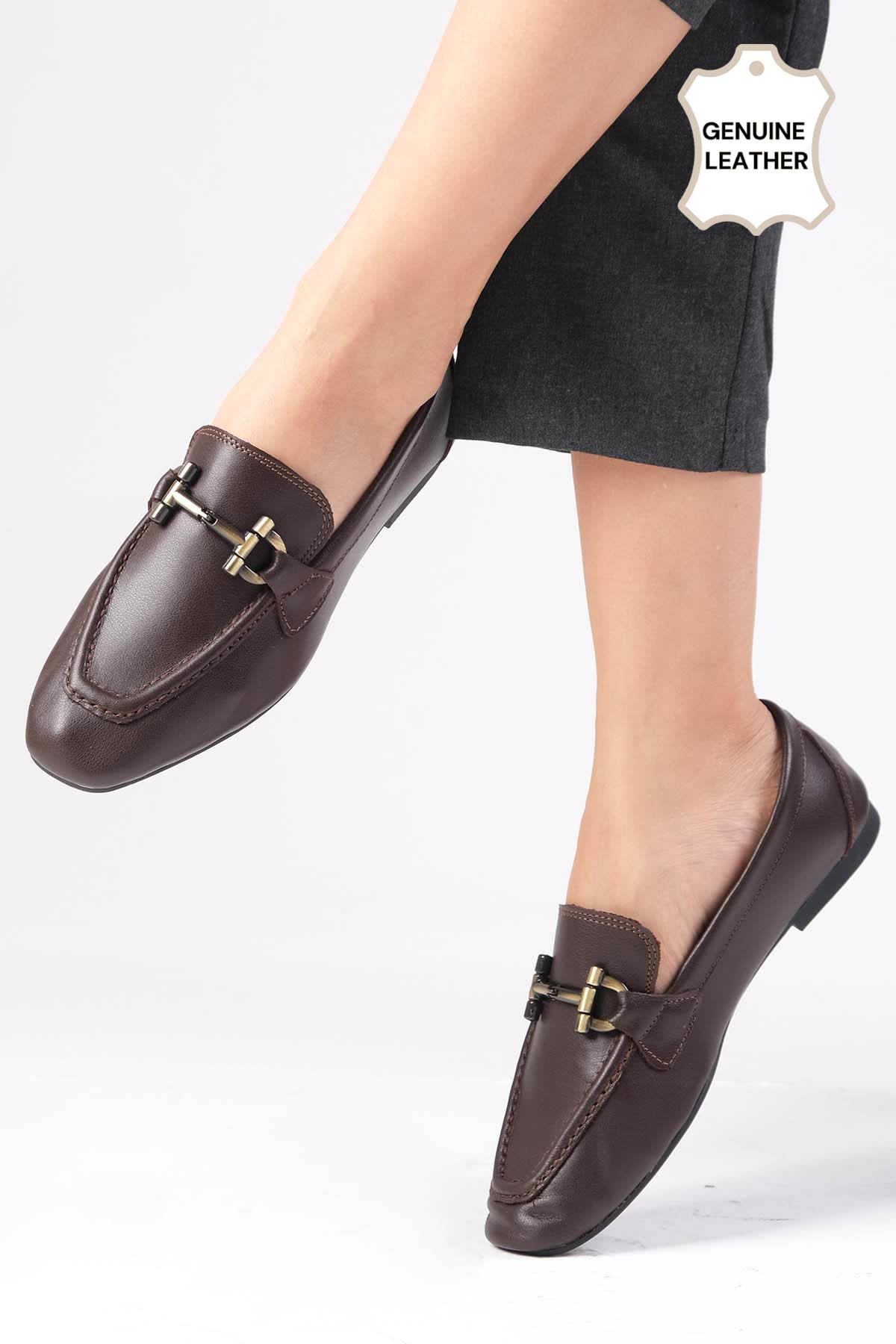 Manon Hakiki Deri Kahverengi Loafer