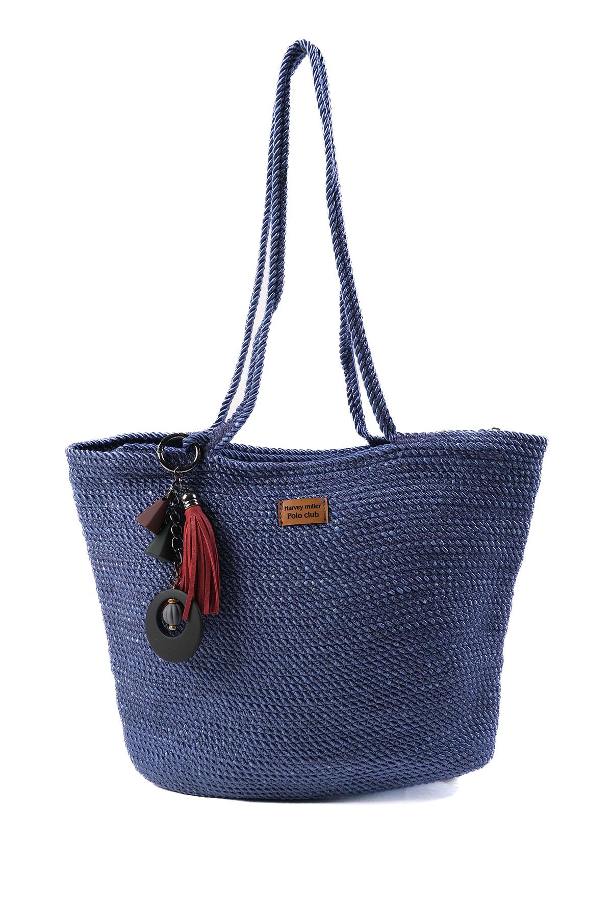 Mavi Renk Halat Örgü Omuz Çantası