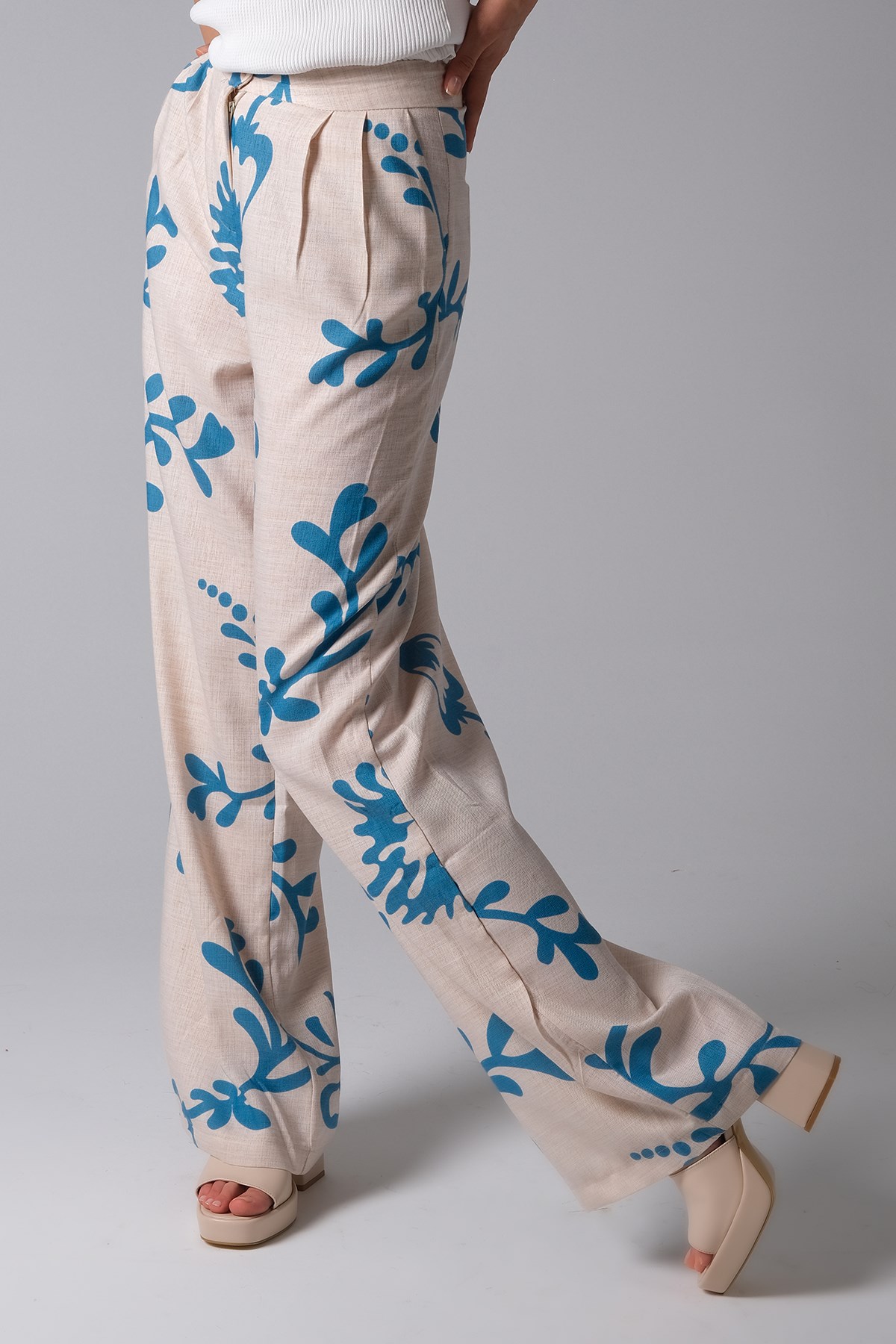 MIOROPA Mavi Renk Kadın Bol Paça Pantalon