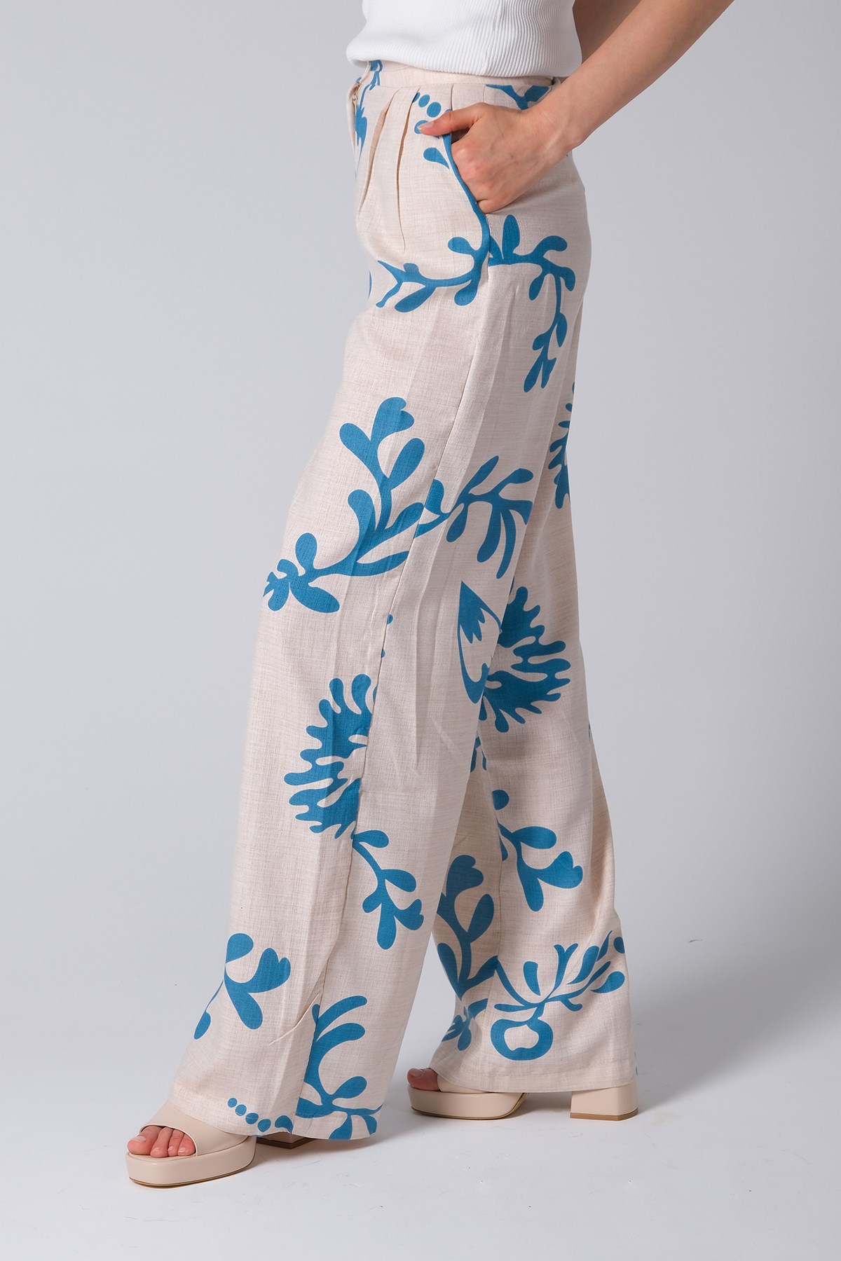 MIOROPA Mavi Renk Kadın Bol Paça Pantalon