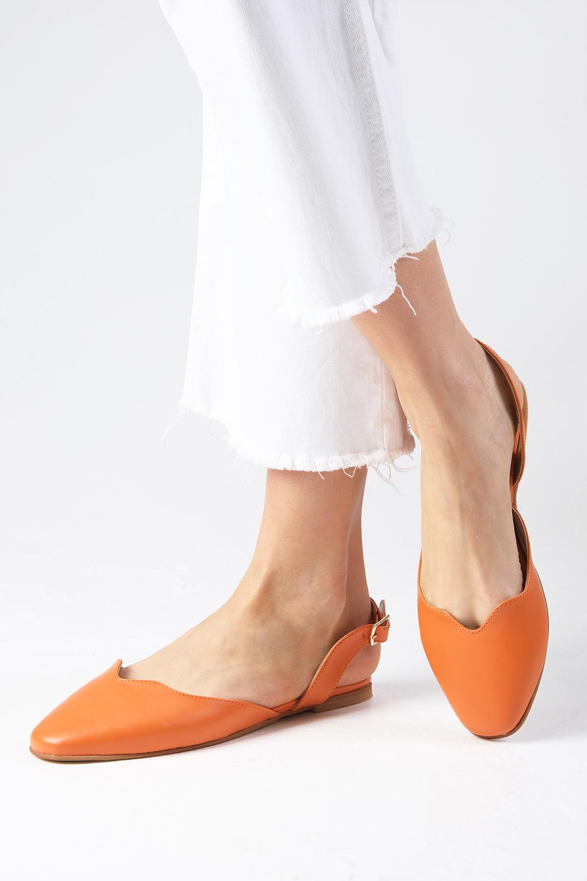 Mayra Turuncu Renk Arkası Açık Babet
