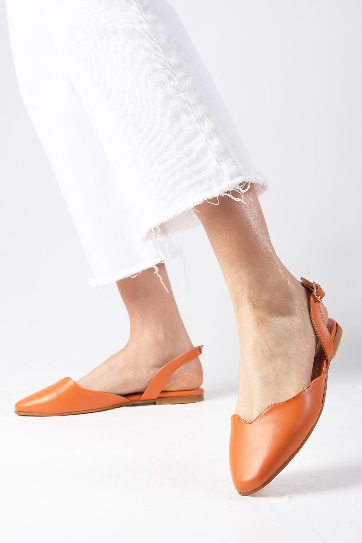 Mayra Turuncu Renk Arkası Açık Babet