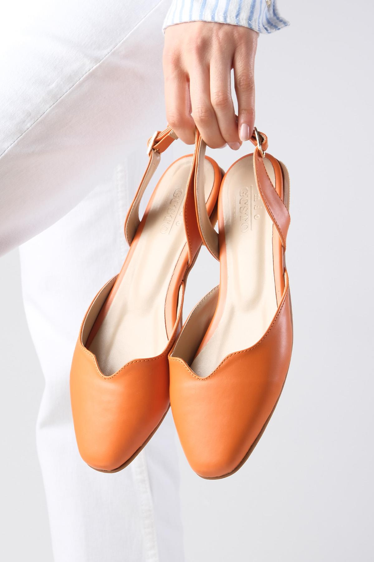 Mayra Turuncu Renk Arkası Açık Babet