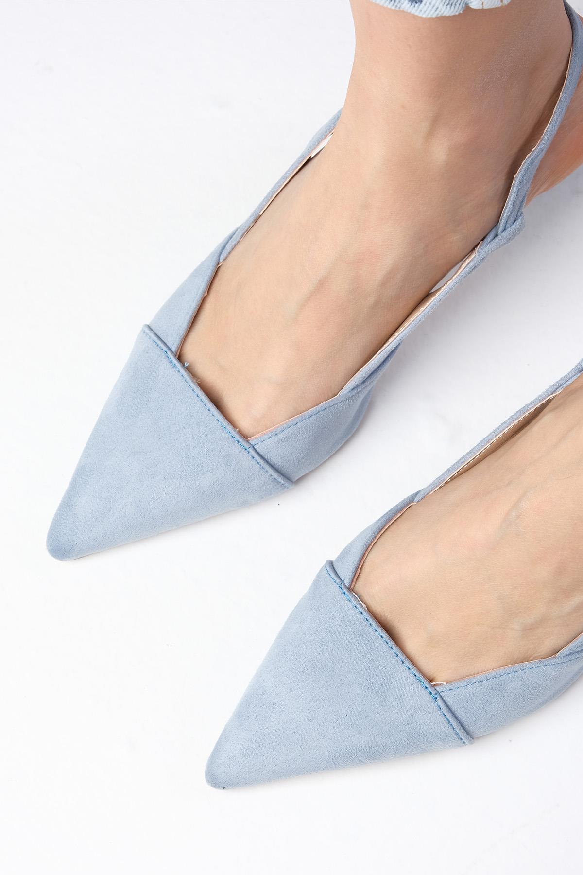 Megan Mavi Renk Arkası Açık Topuklu Ayakkabı