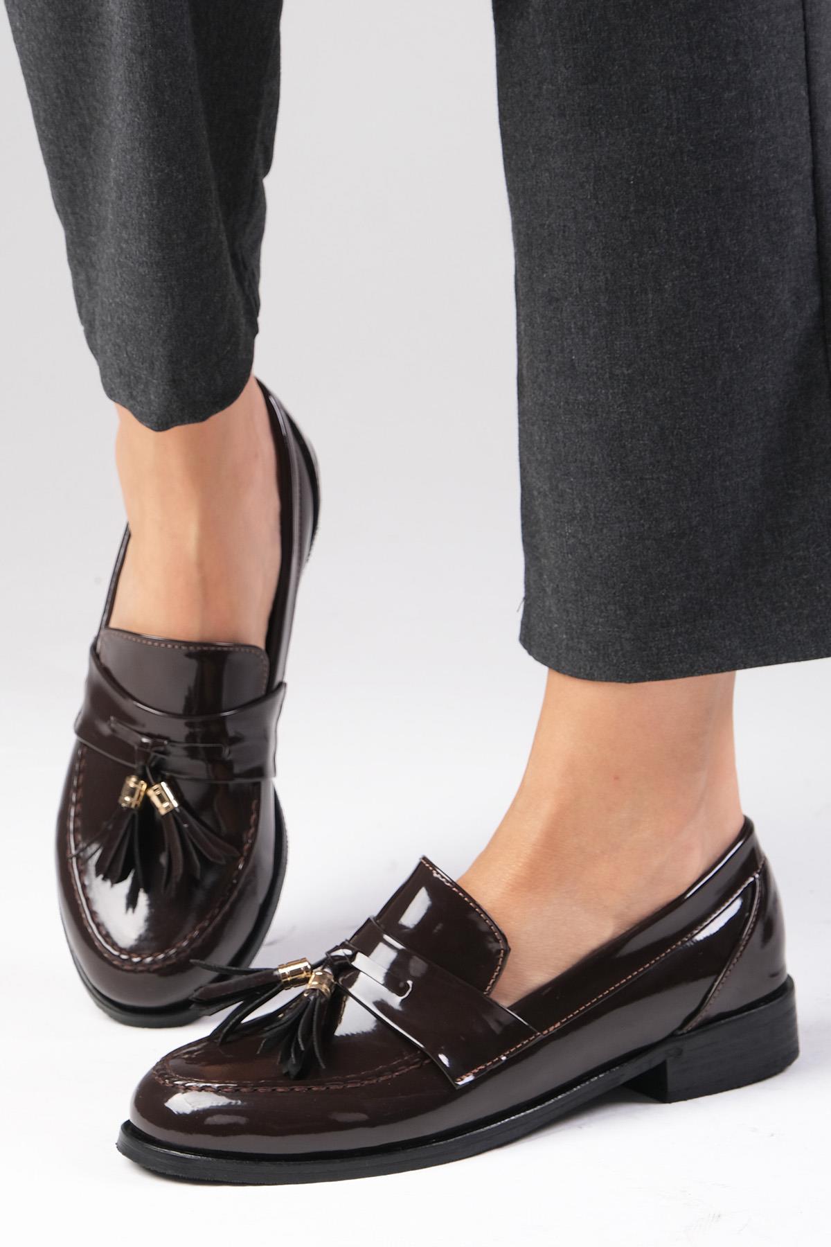 Meline Kahverengi Rugan Oxford Ayakkabı