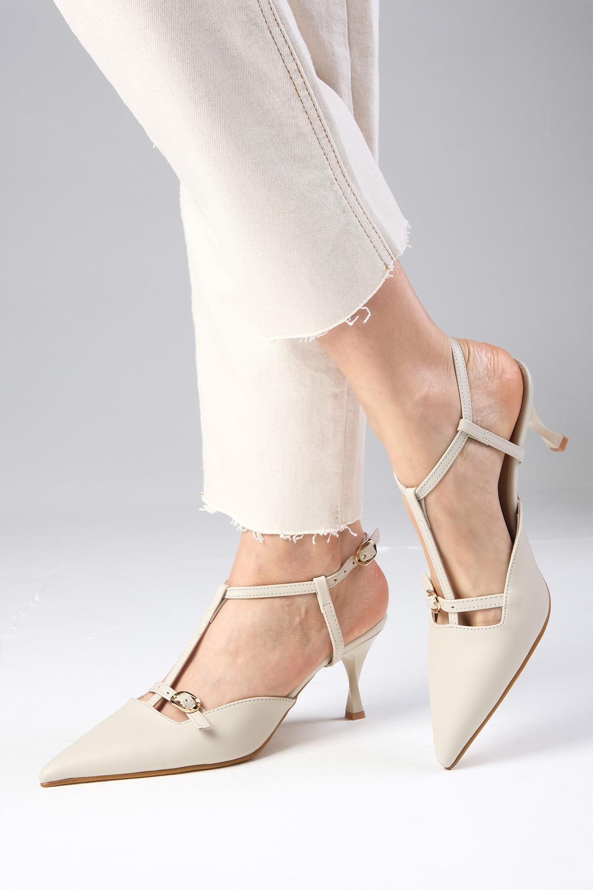 Melissa Bej Renk Arkası Açık Topuklu Ayakkabı