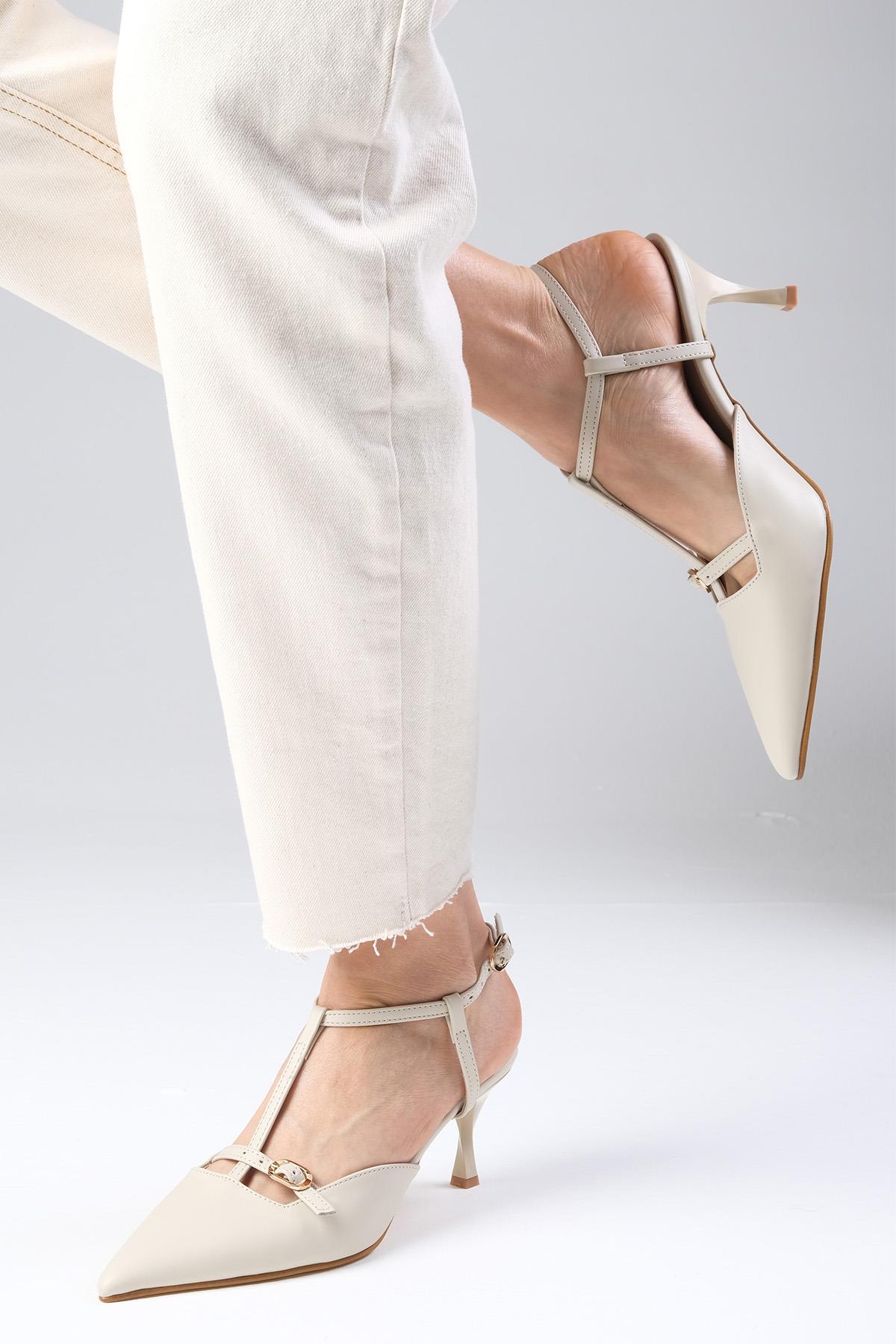 Melissa Bej Renk Arkası Açık Topuklu Ayakkabı