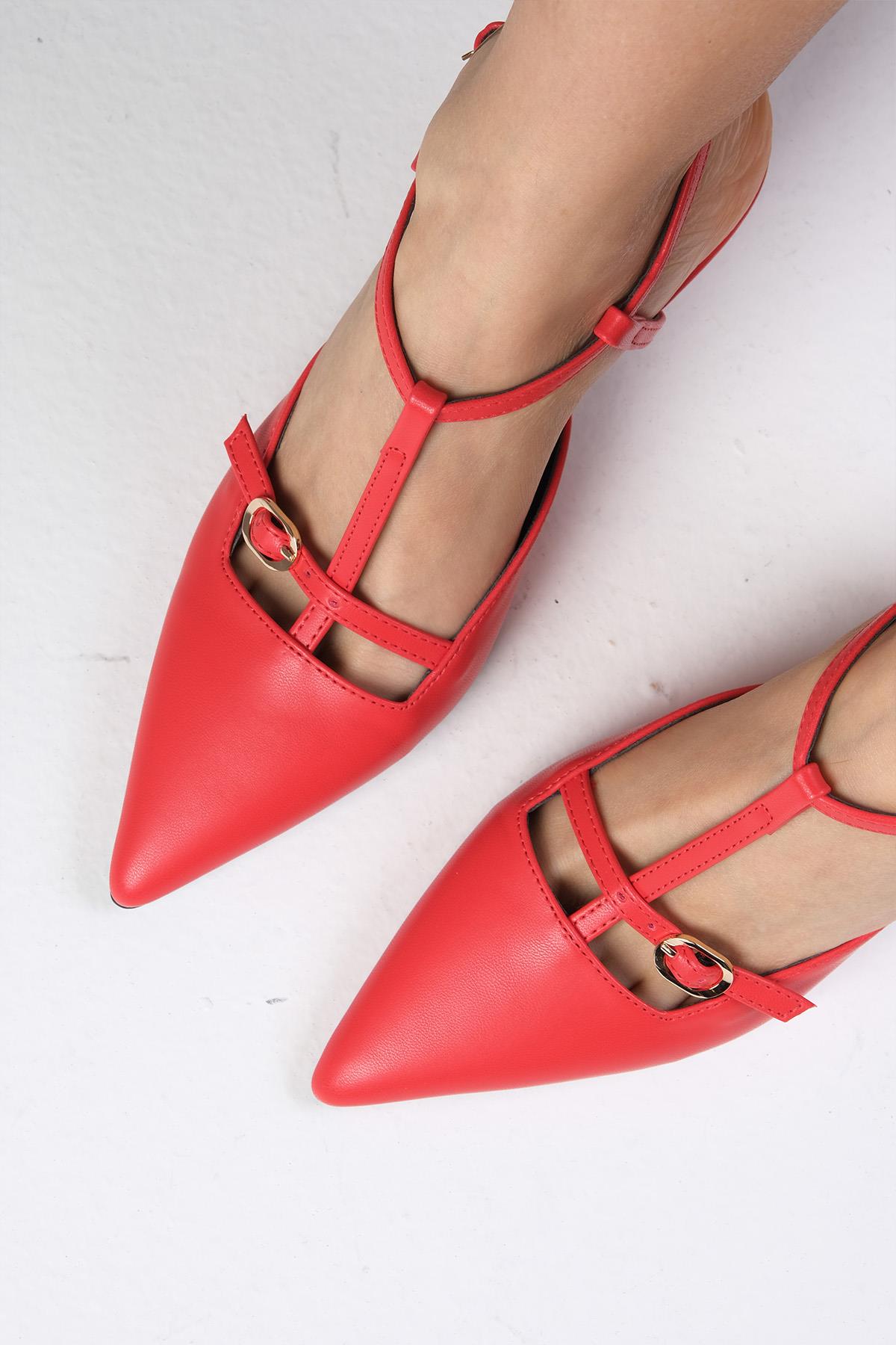 Melissa Kırmızı Renk Arkası Açık Topuklu Ayakkabı