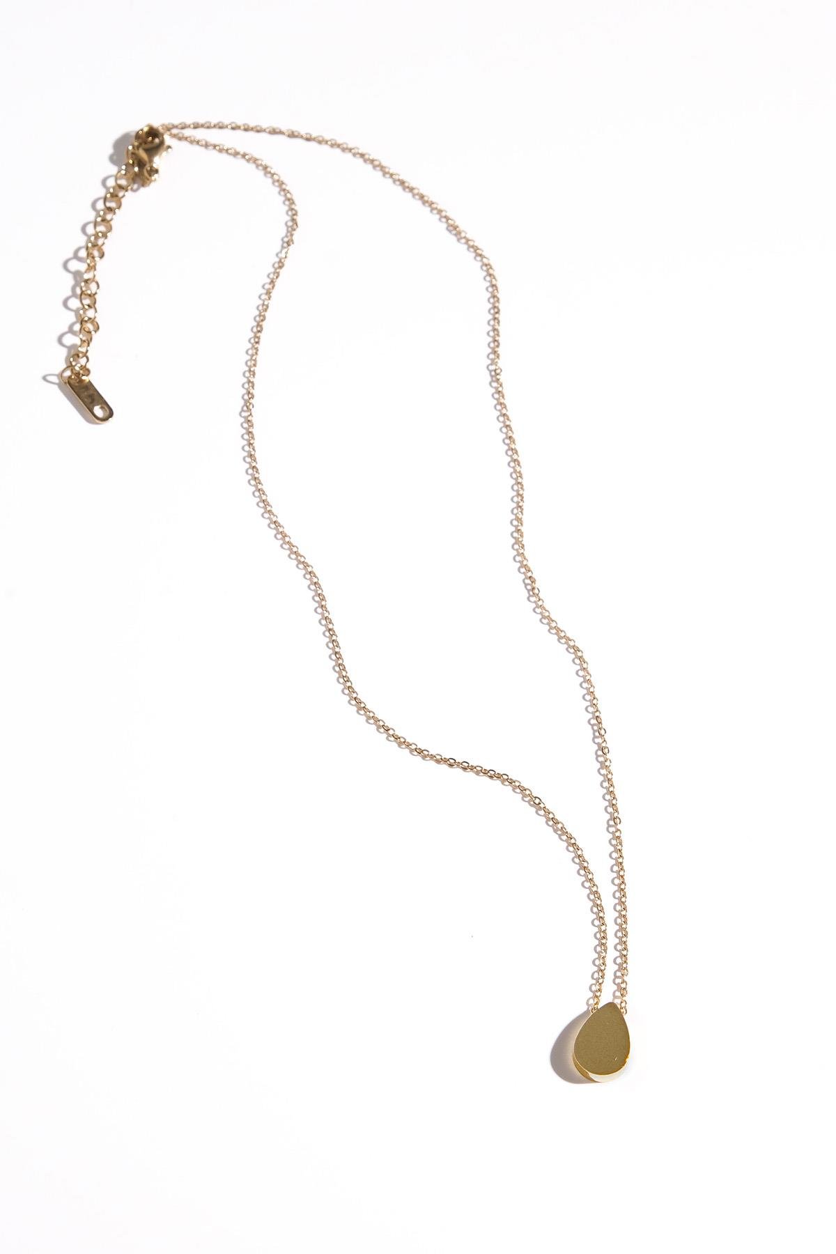 Altın Renk Su Damlası Kolye