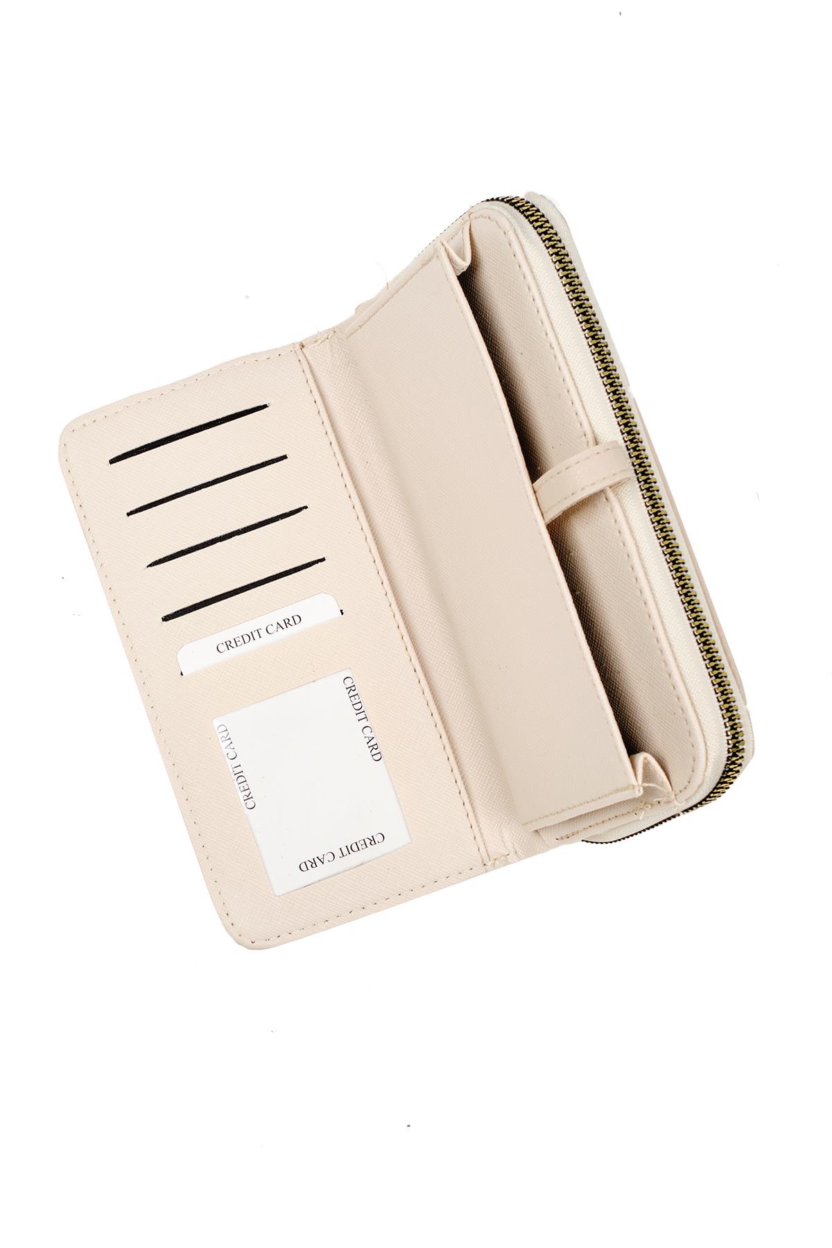Bej Renk Fermuarlı Cüzdan 