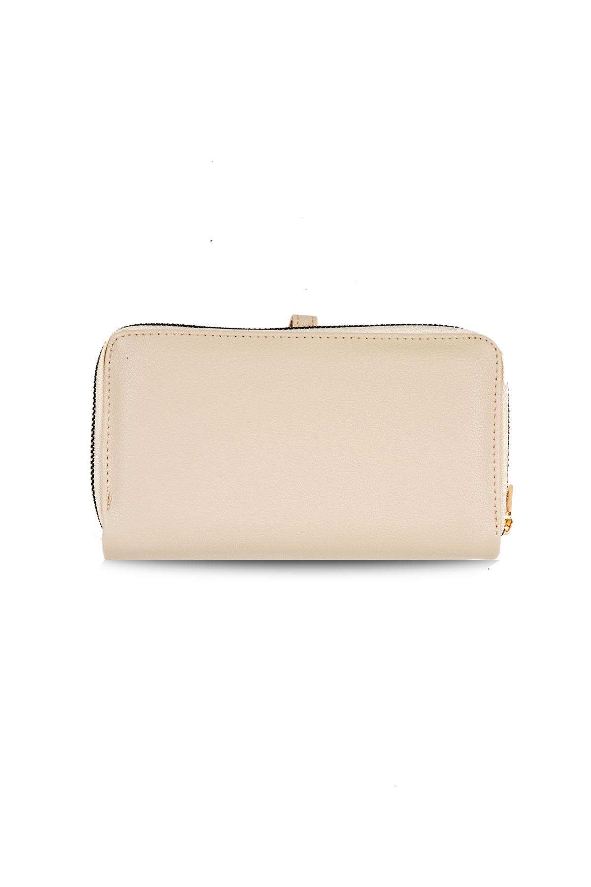 Bej Renk Fermuarlı Cüzdan 