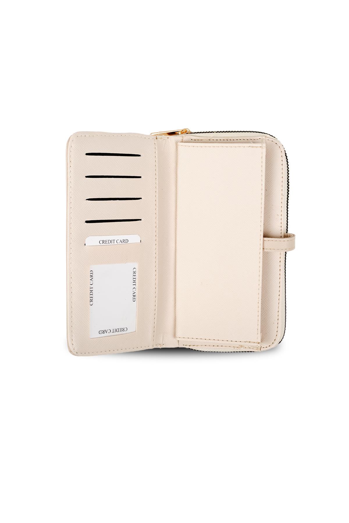 Bej Renk Fermuarlı Cüzdan 