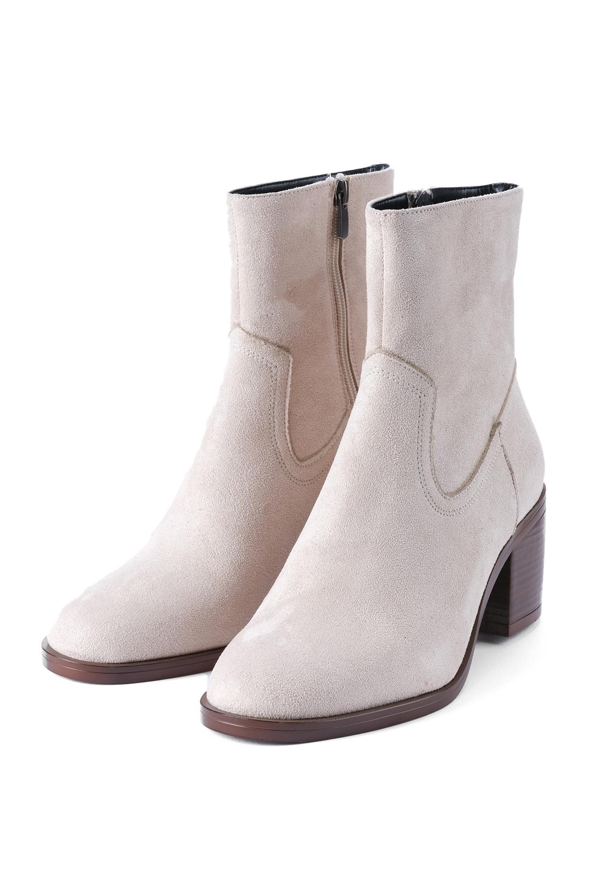 Amory Bej Renk Kalın Topuklu Bot