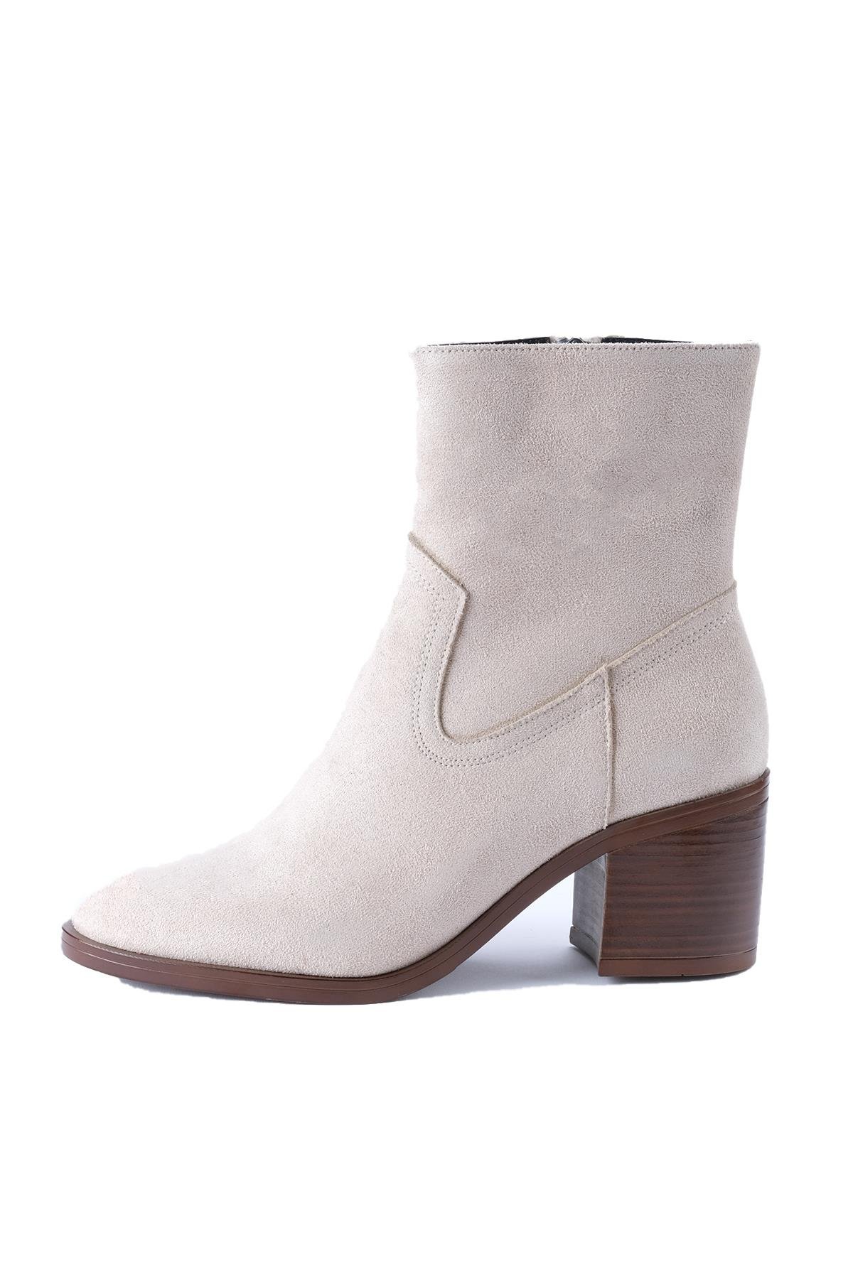 Amory Bej Renk Kalın Topuklu Bot