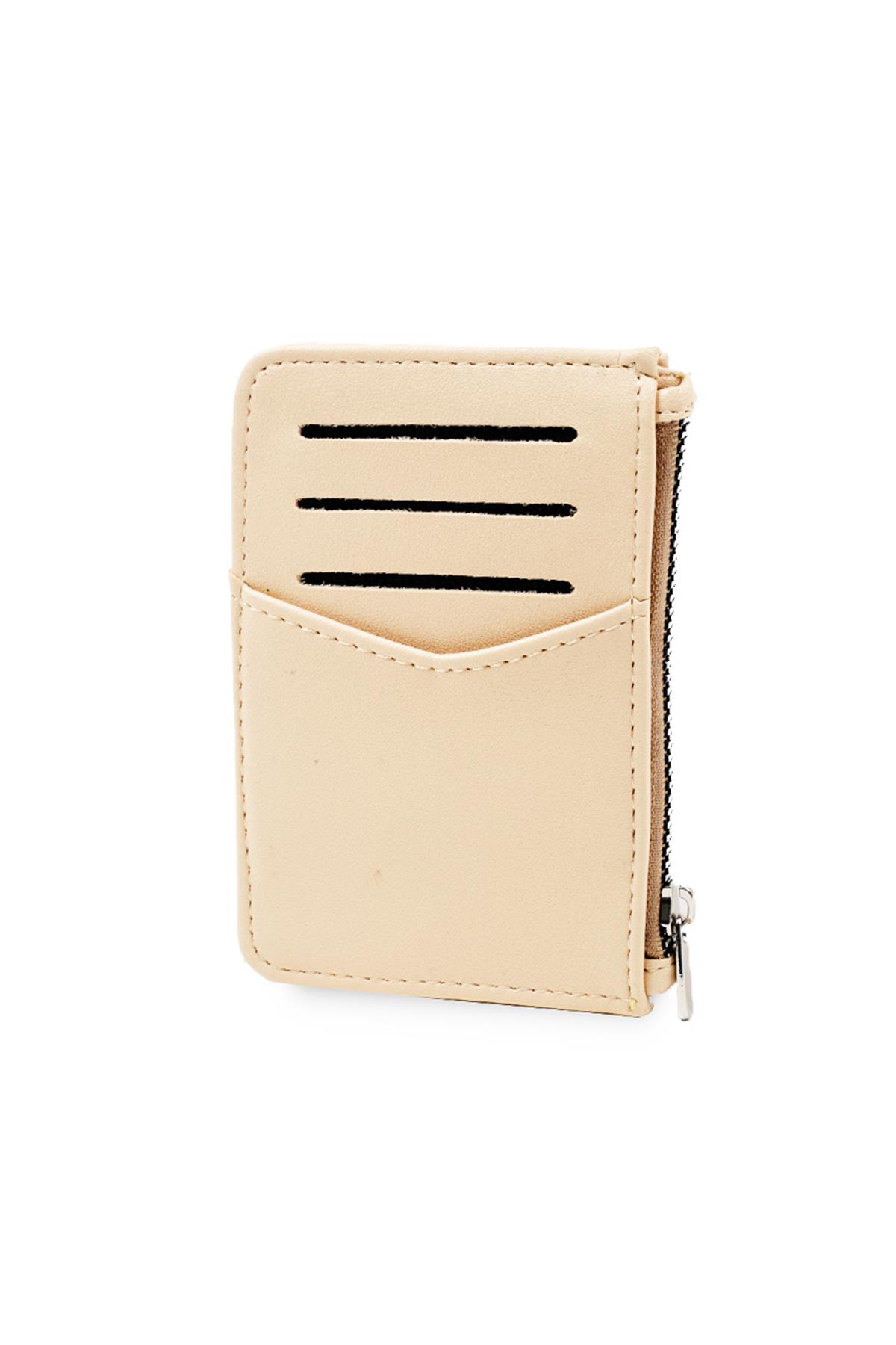 Bej Renk Fermuarlı Kartlık Cüzdan 