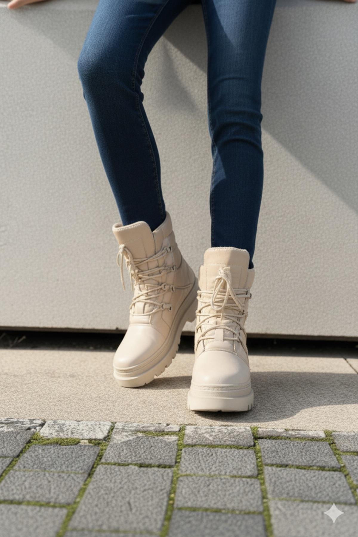 Allen Bej Renk Paraşüt Kumaş Kalın Tabanlı Bot