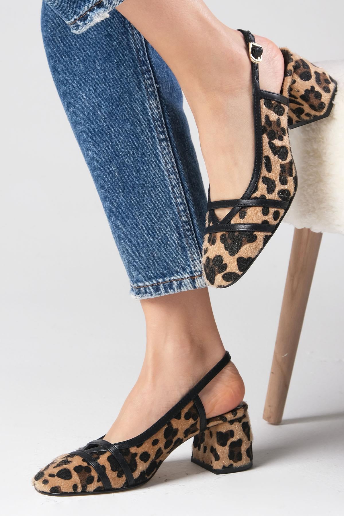 Bertina Leopar Desenli Topuklu Ayakkabı