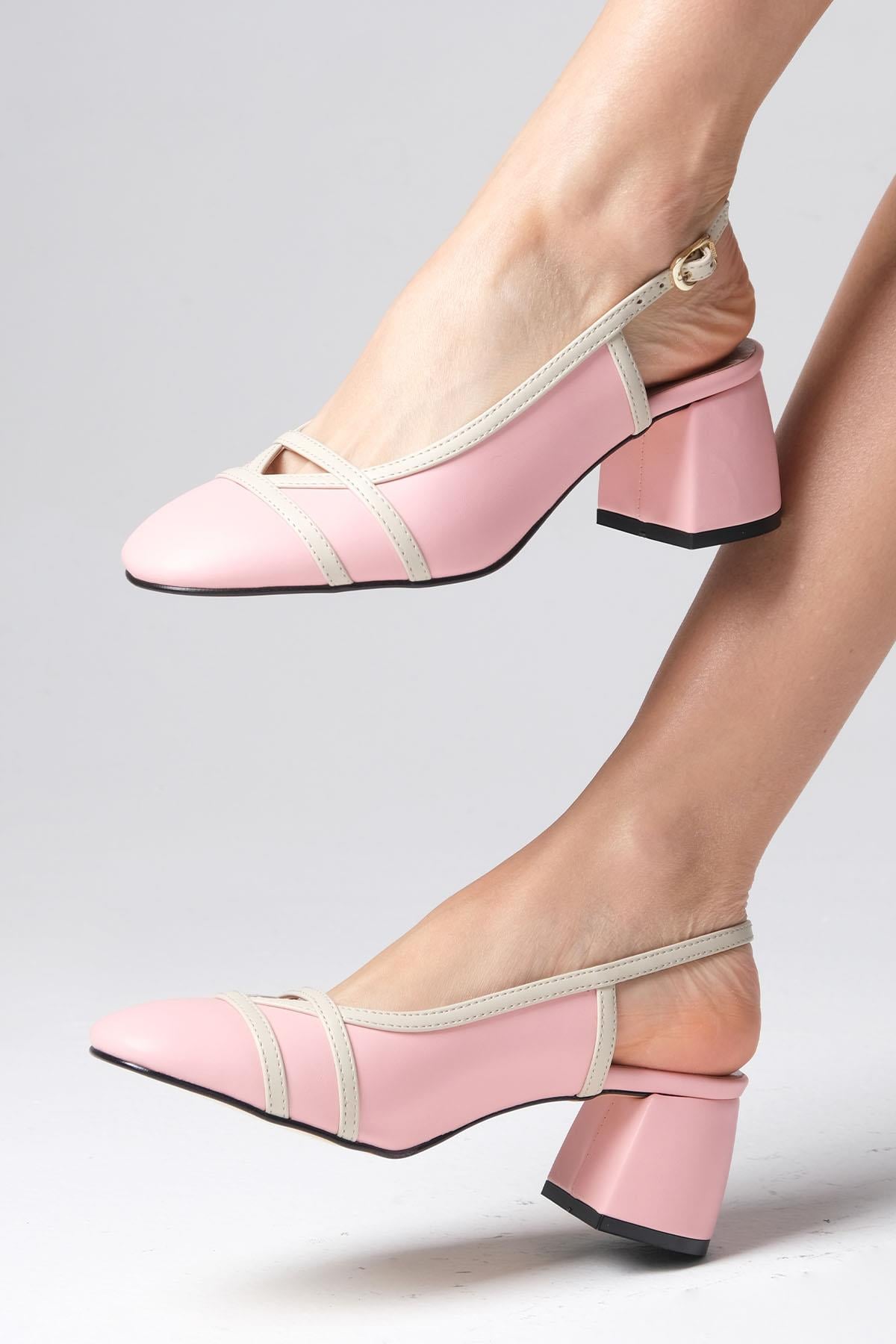 Bertina Pudra Renk Topuklu Ayakkabı