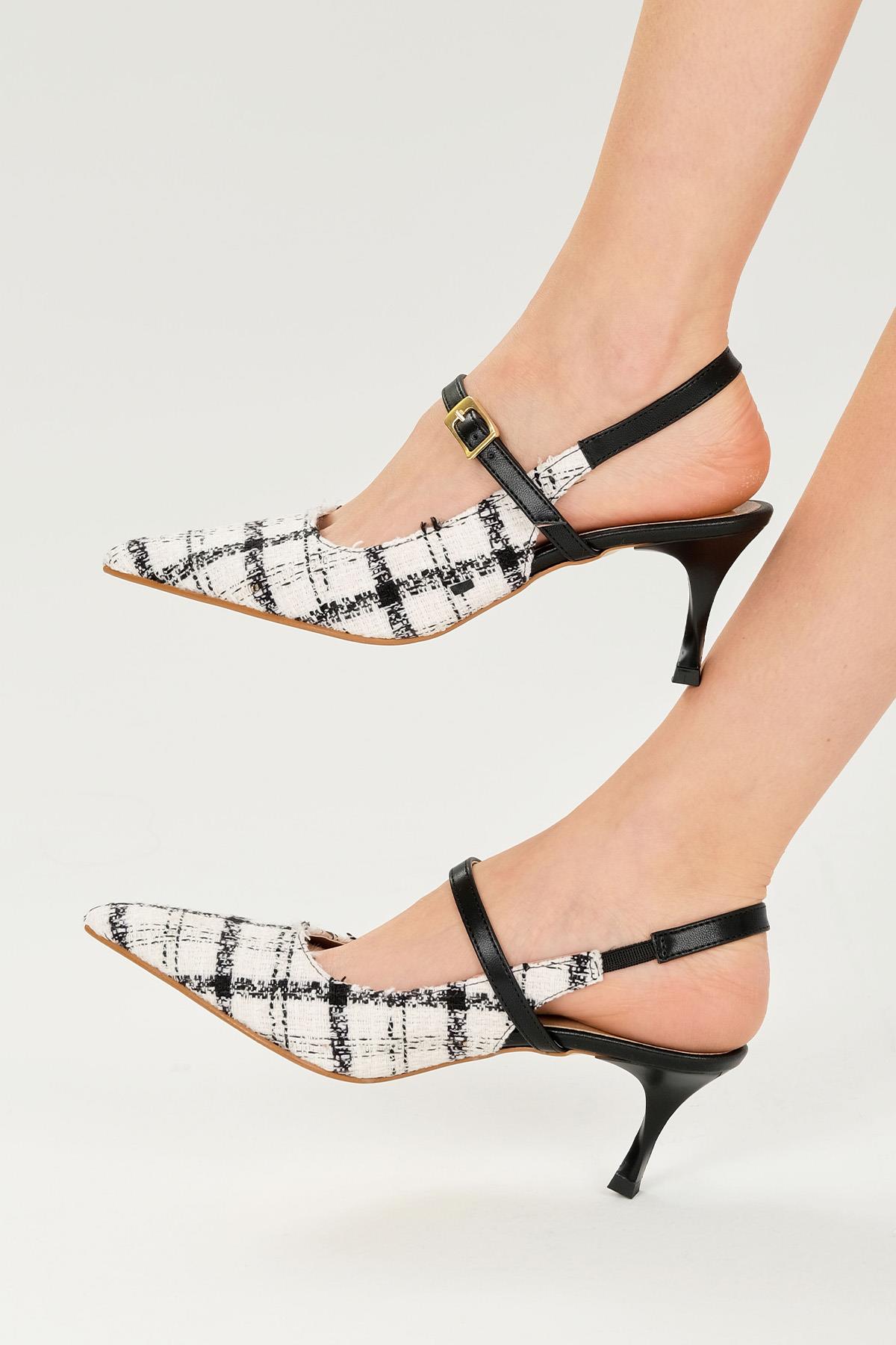 Tamara Beyaz Renk Kumaş Topuklu Ayakkabı