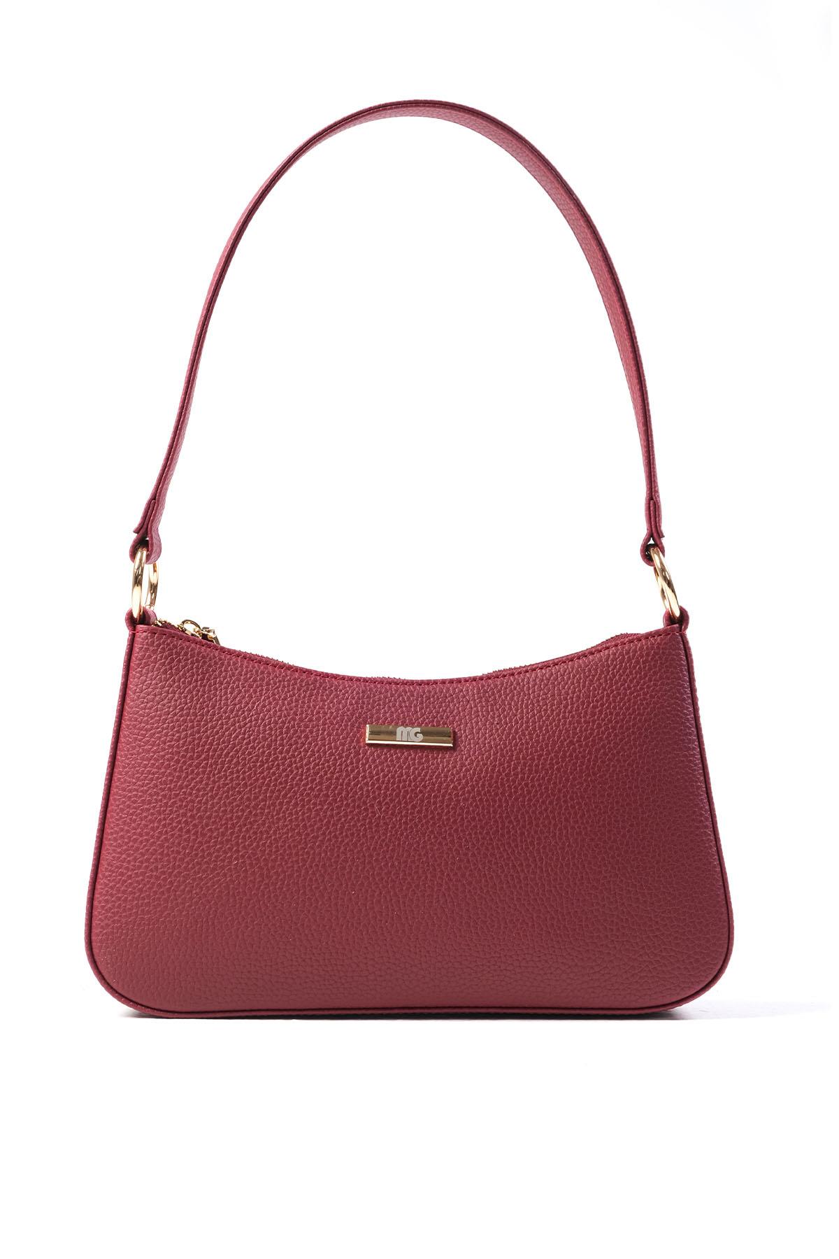 Bordo Renk El Ve Omuz Çantası