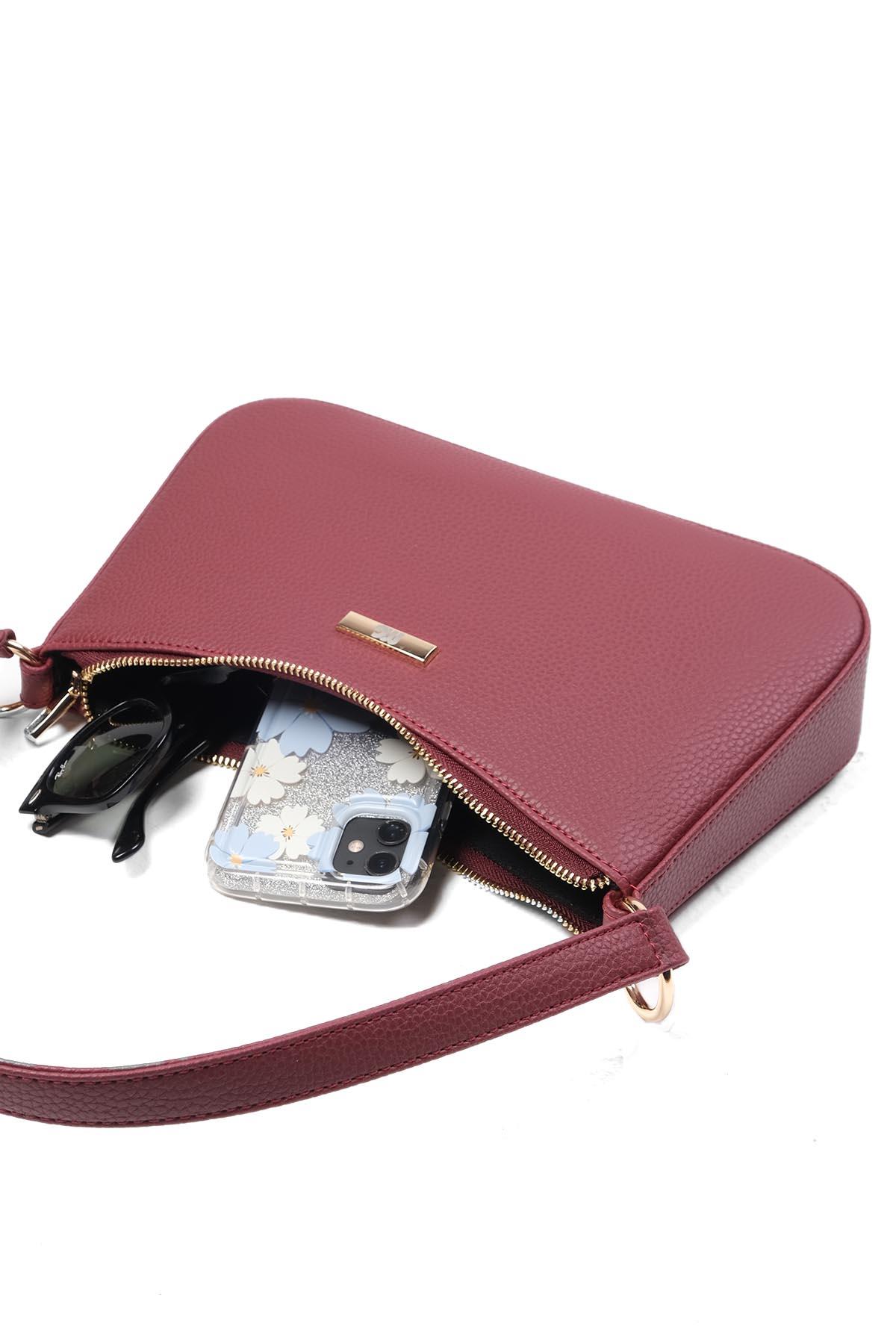 Bordo Renk El Ve Omuz Çantası