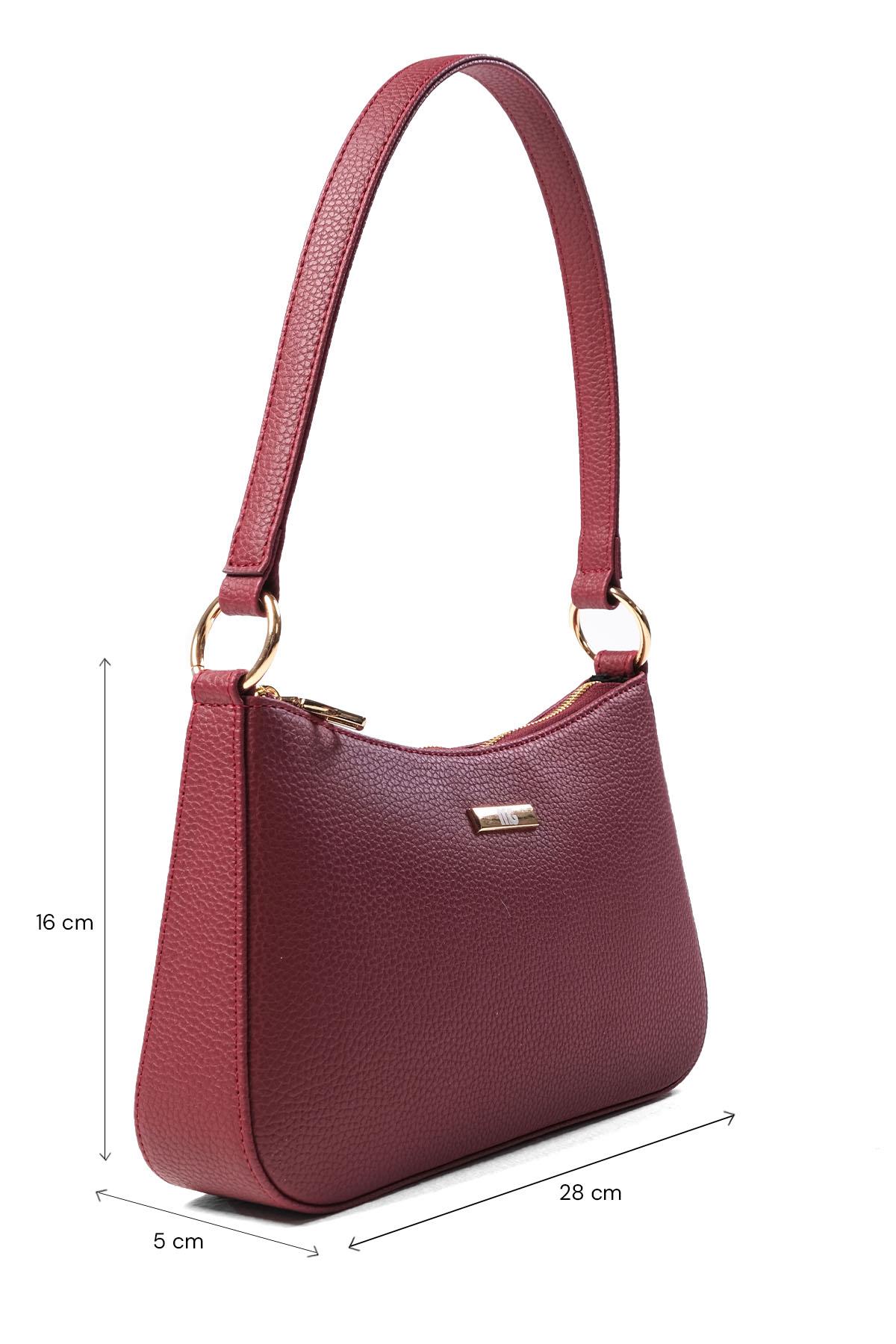 Bordo Renk El Ve Omuz Çantası