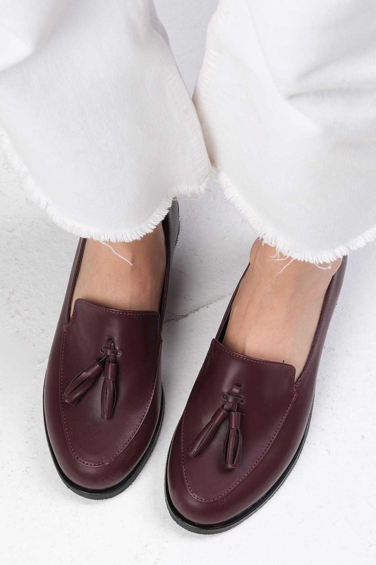 Iris Bordo Renk Oxford Ayakkabı